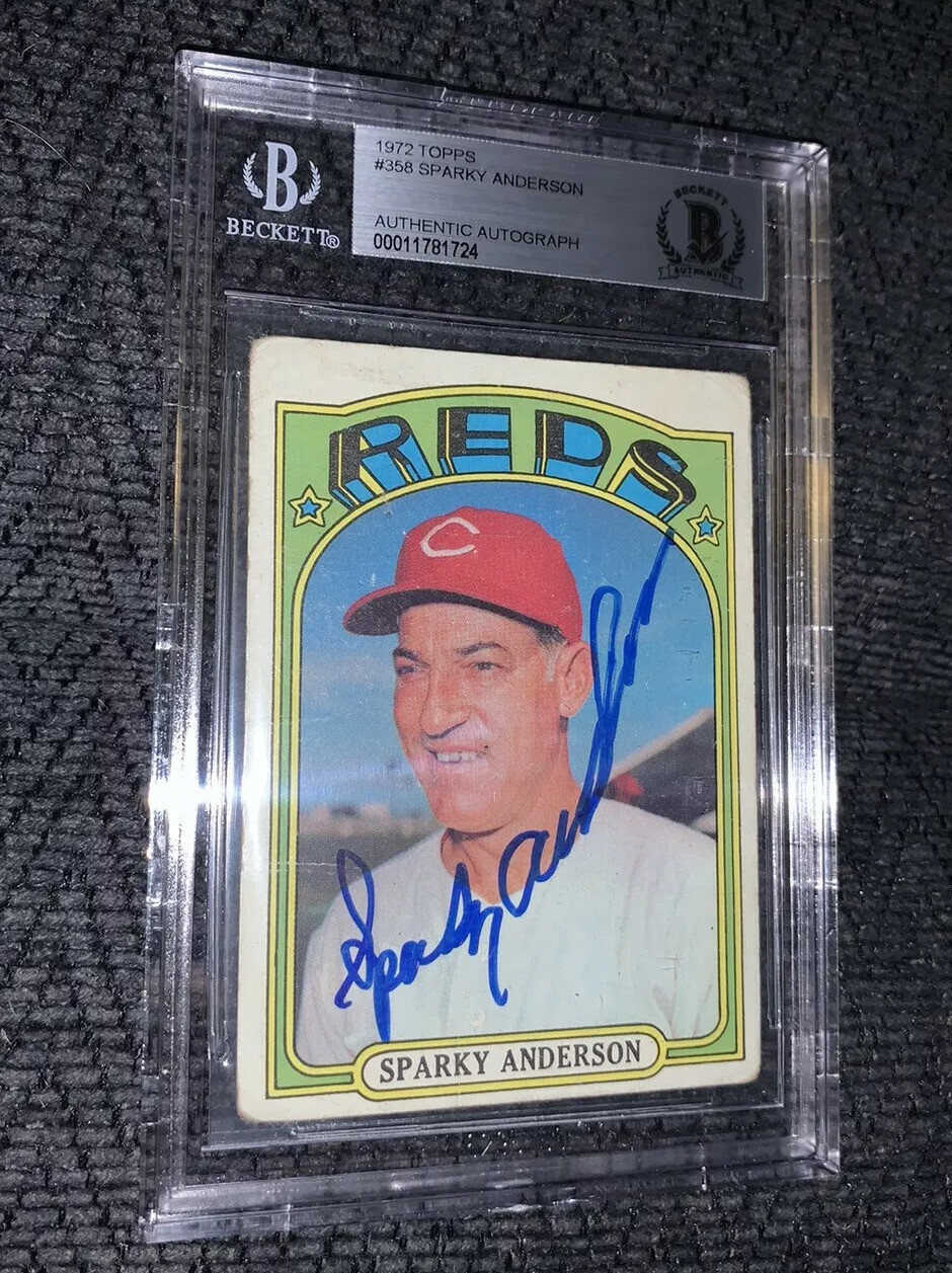 Sparky Anderson BAS Beckett Authenticated Card Signed 1972 Topps #358
