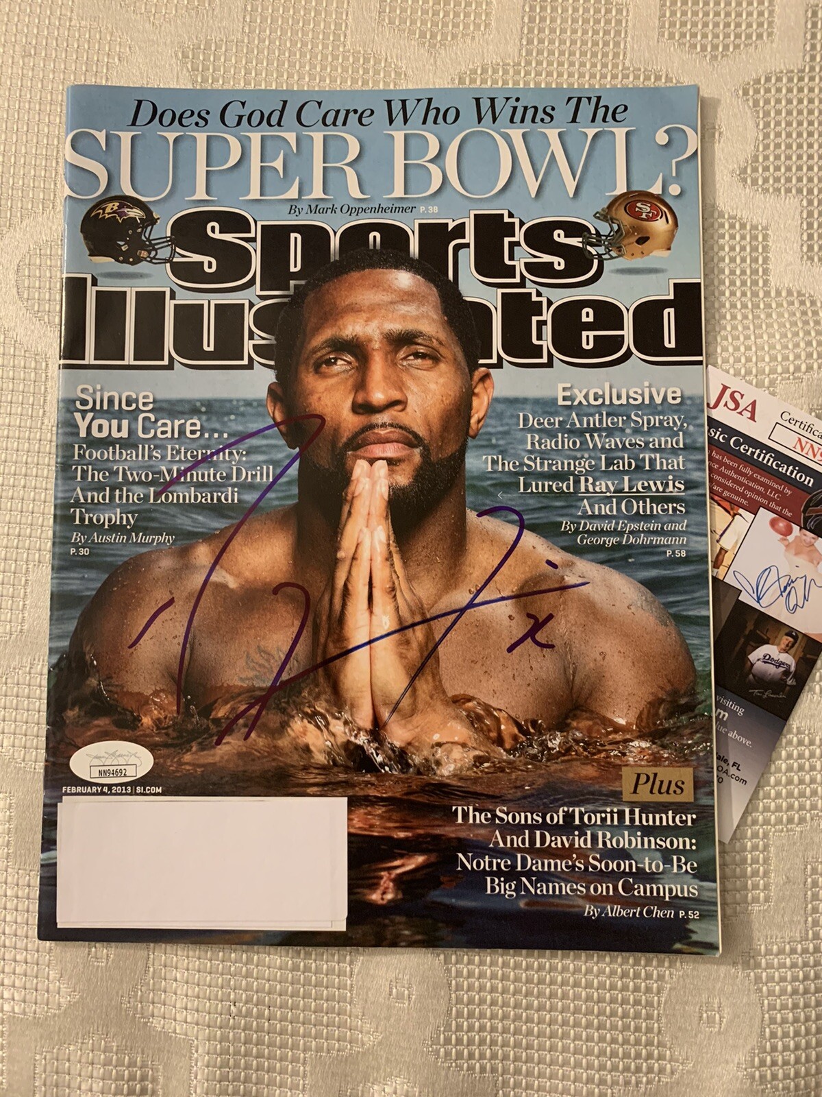 Ray Lewis Signed Sports Illustrated Magazine JSA Authentication COA
