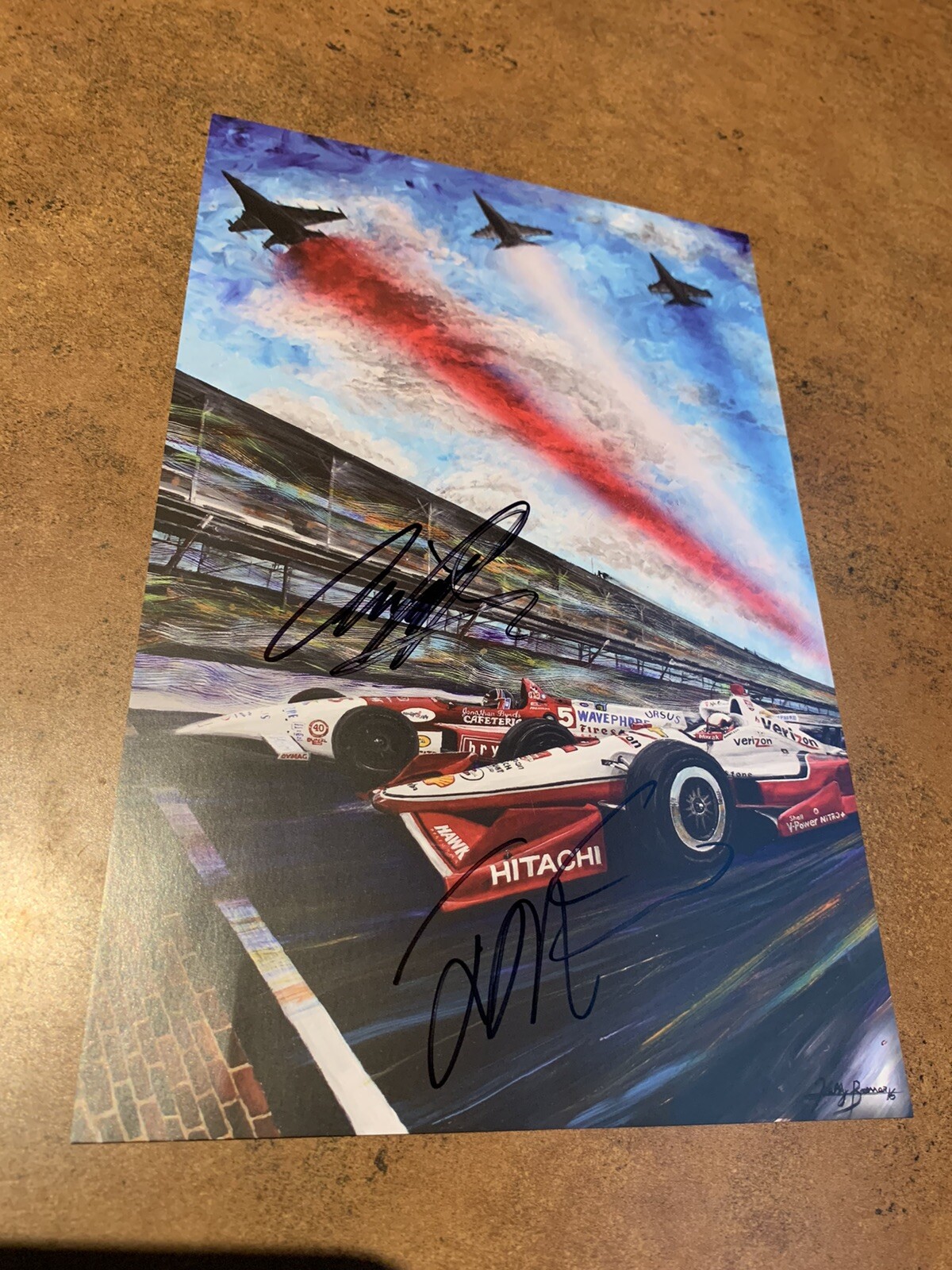 Arie Luyendyk Juan Montoya Signed Mini Poster Indianapolis Indy 500 Winners
