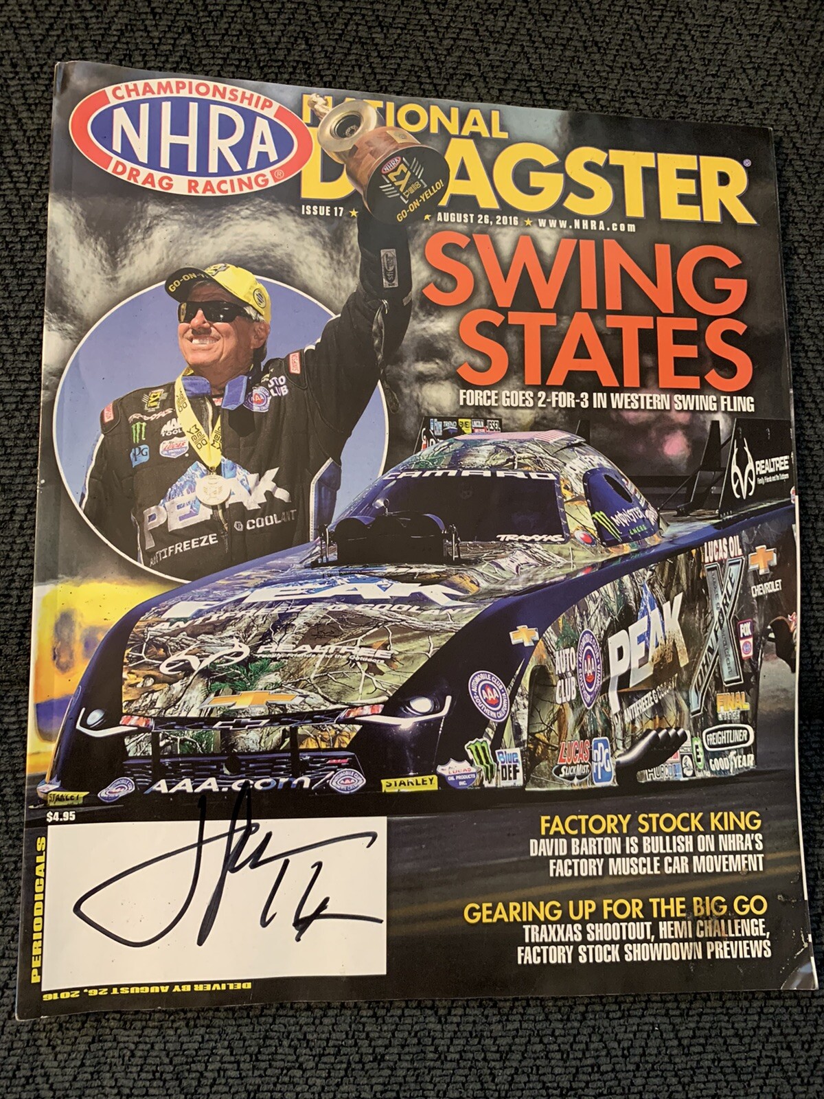 John Force Signed Magazine Nhra Autographed
