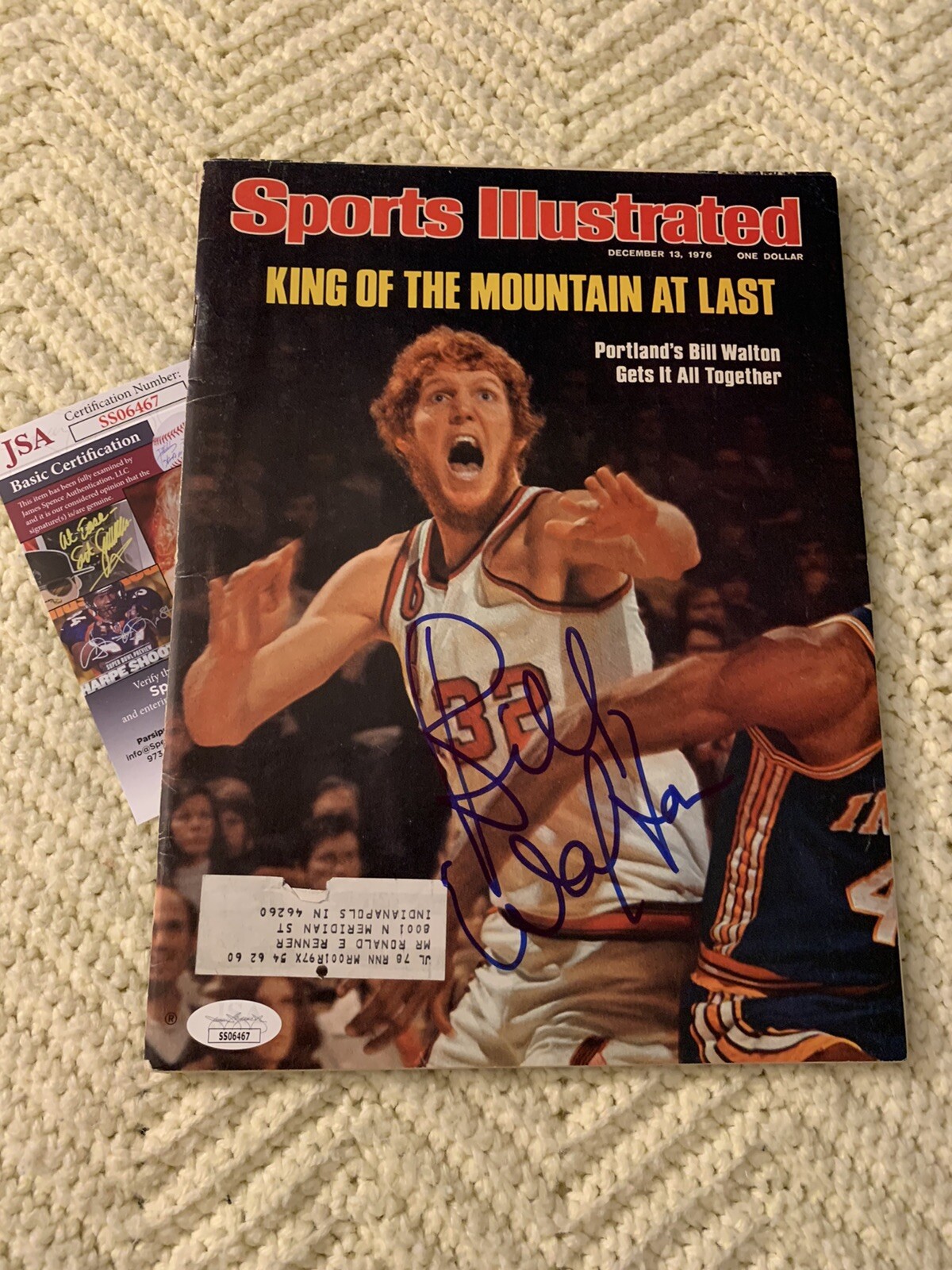 Bill Walton signed Sports Illustrated JSA Authentication COA
