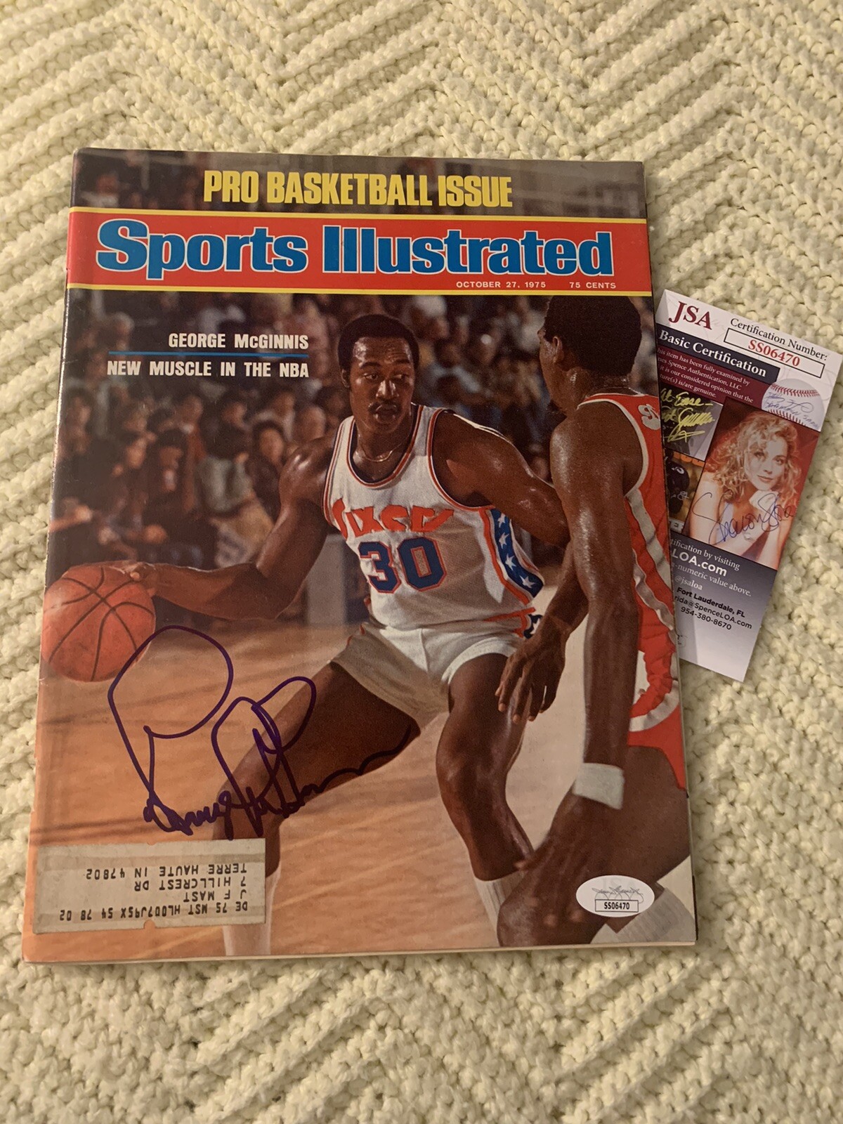 George Mcginnis signed Sports Illustrated JSA Authentication COA
