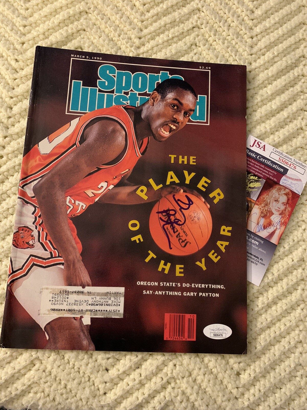 Gary Payton Signed Sports Illustrated JSA Authenticated COA
