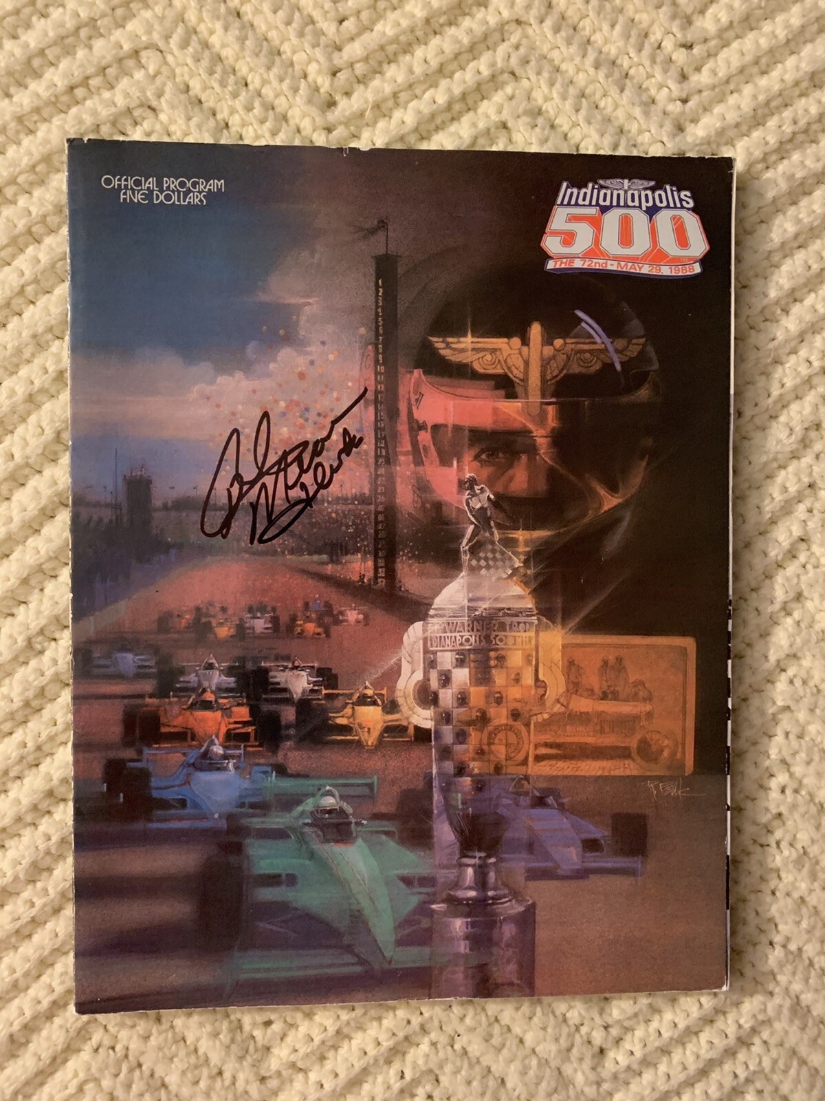 1988 INDY 500 PROGRAM SIGNED BY WINNER RICK MEARS AUTOGRAPHED COLLECTIBLE MEMORABILIA