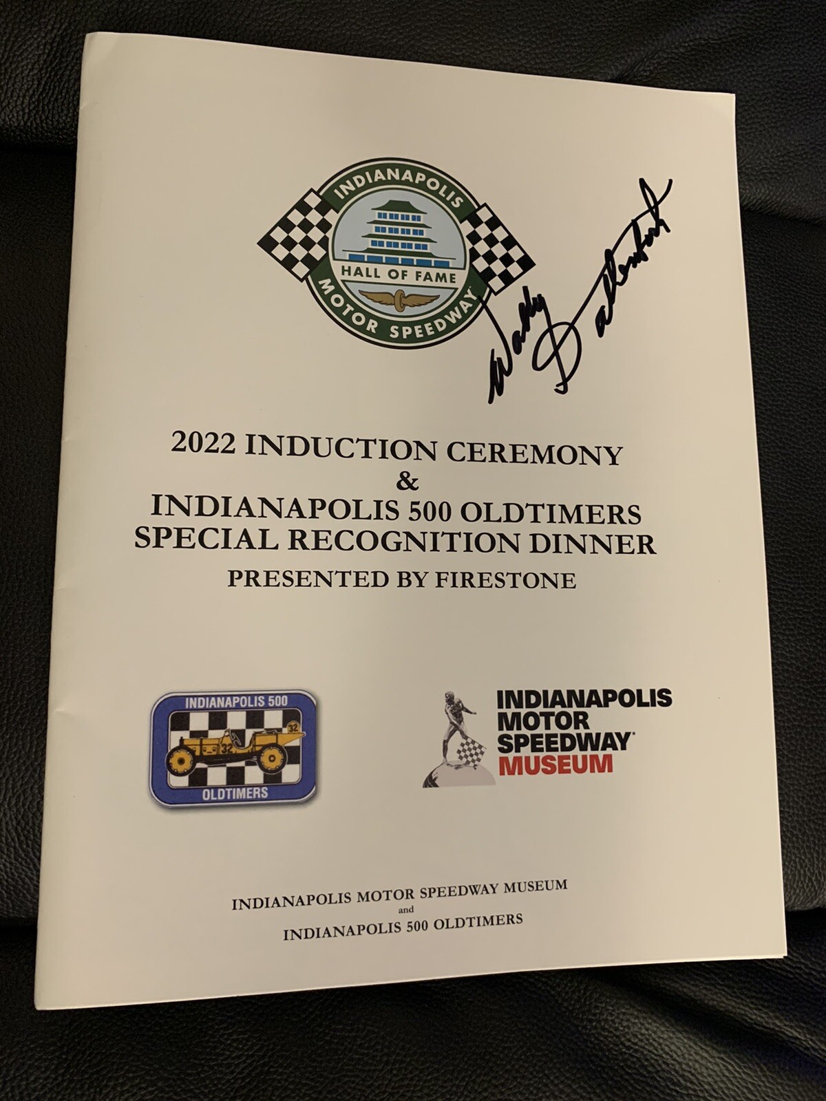 Wally Dallenbach Signed 2022 Indianapolis Hall of Fame Banquet Pamphlet Indy 500
