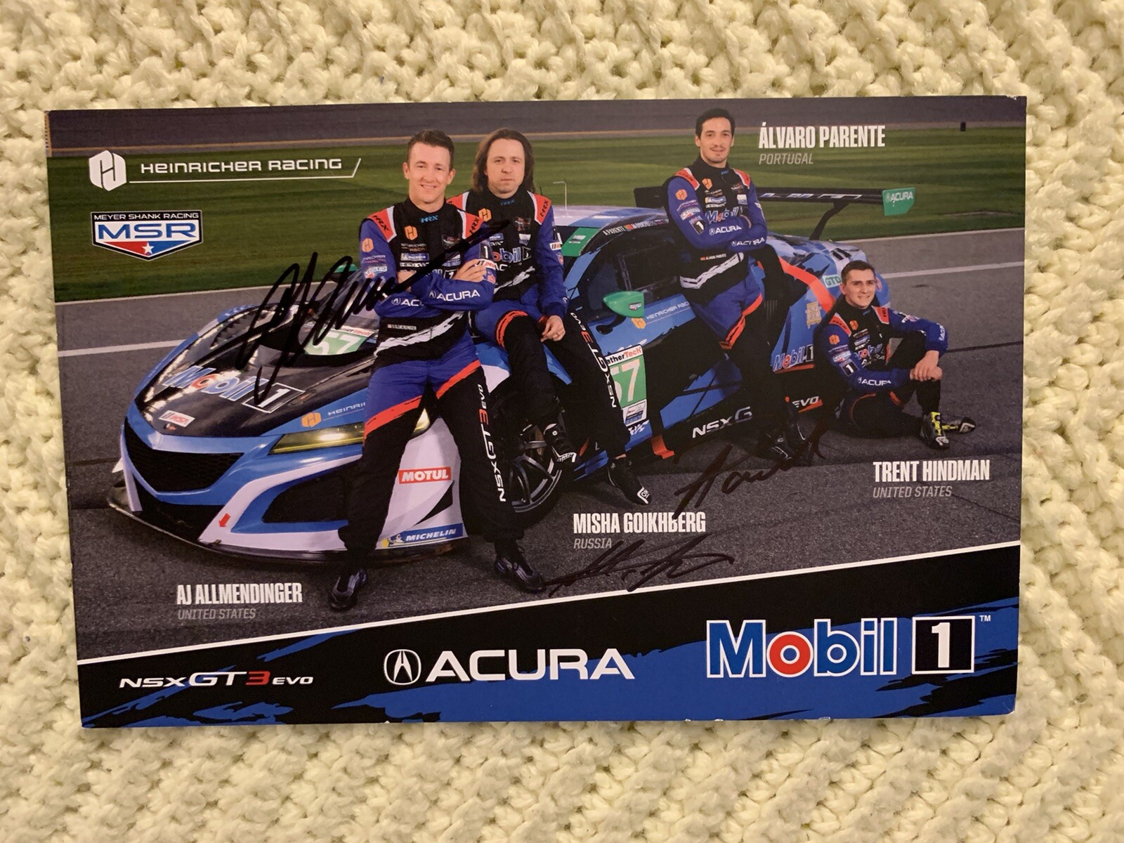 Meyer Shank Racing Promo hero Card Signed 2021 Rolex 24 Hours AJ Allmendinger ++
