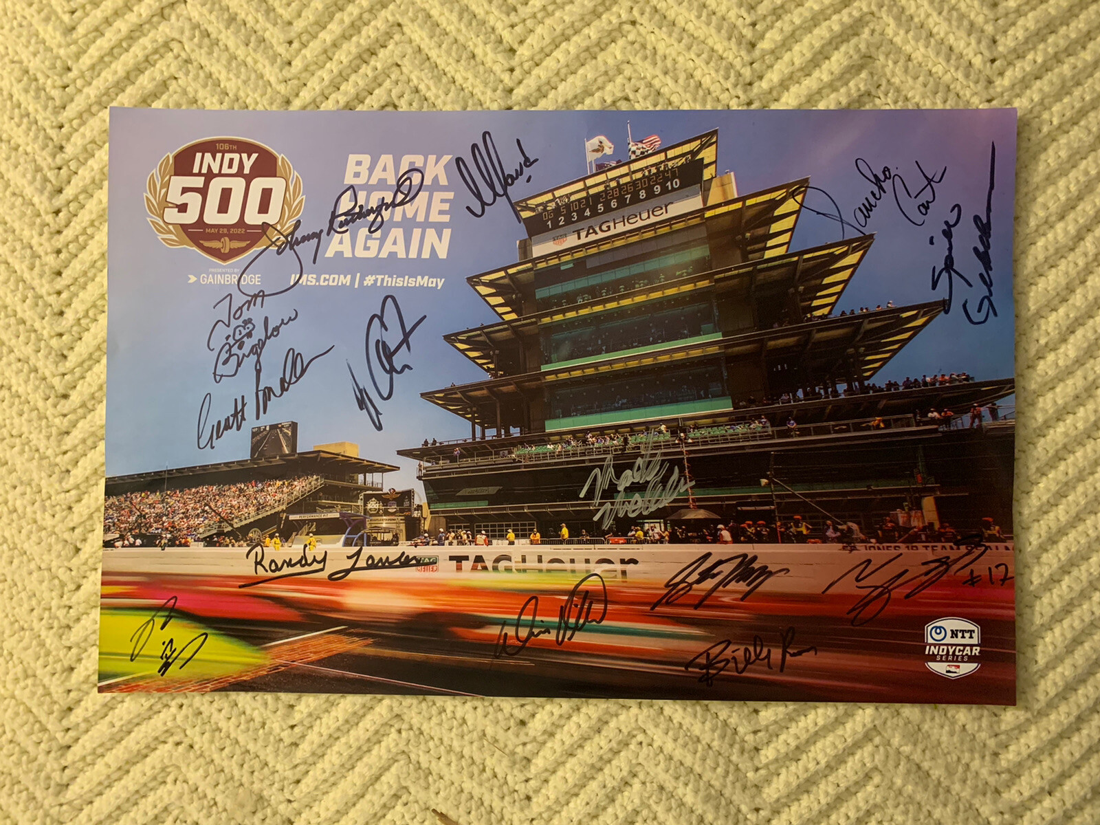 14 FORMER DRIVERS SIGNED INDY 500 POSTER 2022 JOHNNY RUTHERFORD RANDY LANIER ++ COLLECTIBLE MEMORABILIA