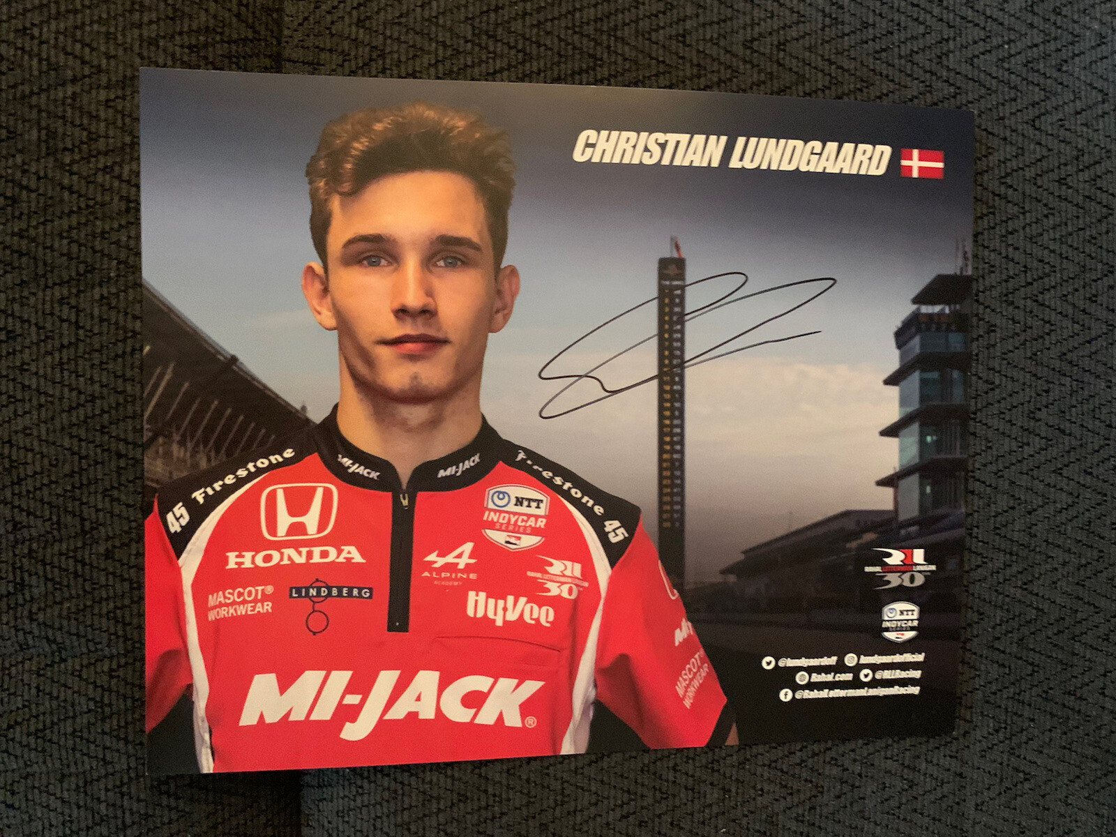 Christian Lundgaard Indianapolis Indy 500 Signed Car Promo Card Autographed 2021
