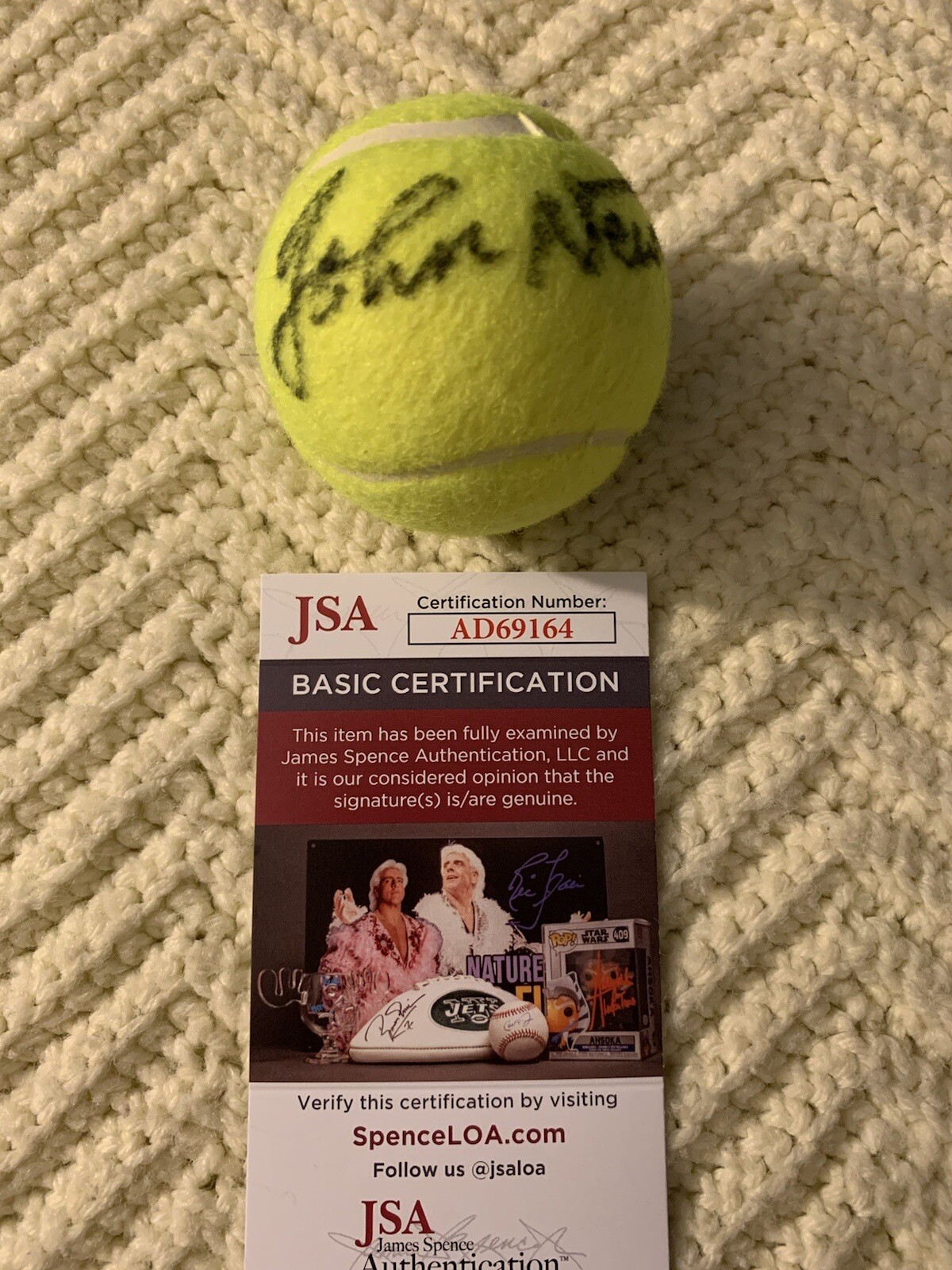John Newcombe Signed Tennis Ball Autographed JSA Authentication COA

