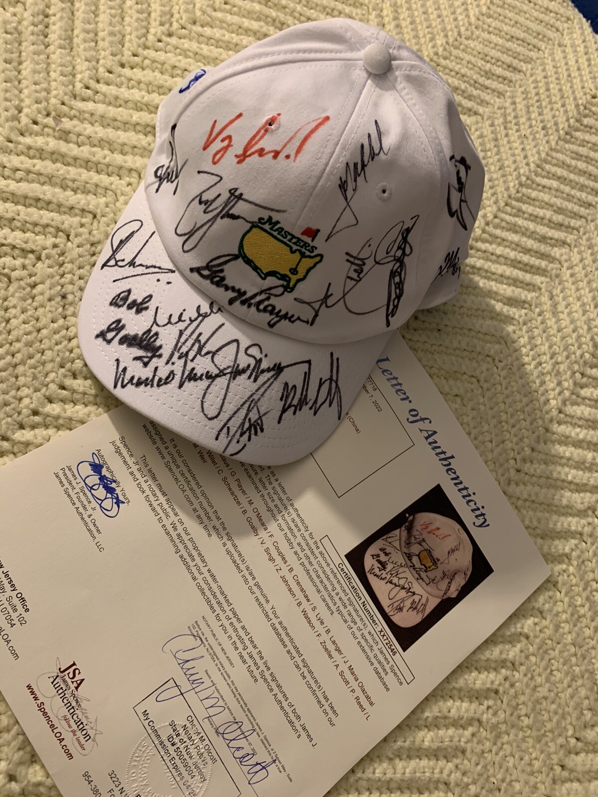 19 MASTERS WINNERS SIGNED NEW GOLF HAT JSA AUTHENTICATION LOA COA JACKS NICKLAUS COLLECTIBLE MEMORABILIA