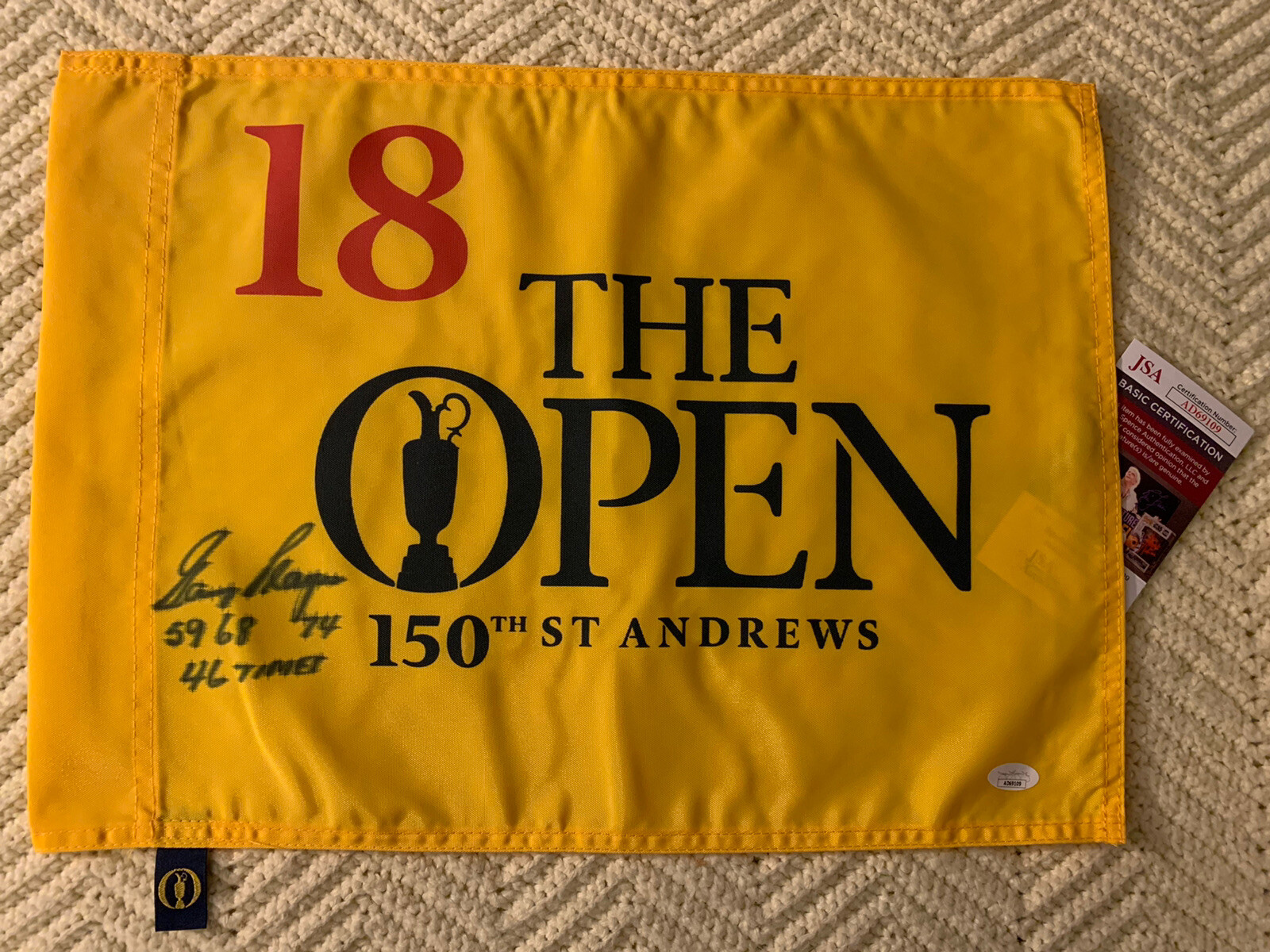 Gary Player SIGNED The British Open Golf Flag JSA Authenticated COA 2022 150th
