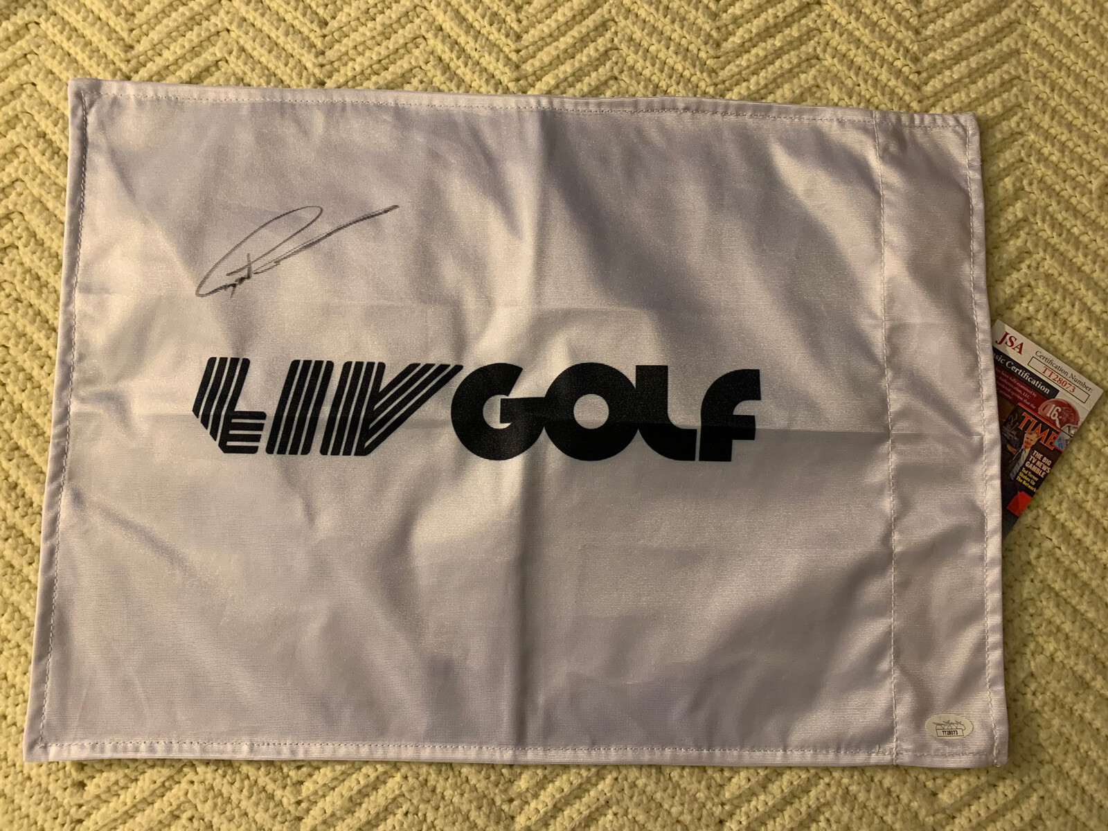 Greg Norman SIGNED LIV Golf Flag Augusta JSA Authenticated COA Saudi Tour
