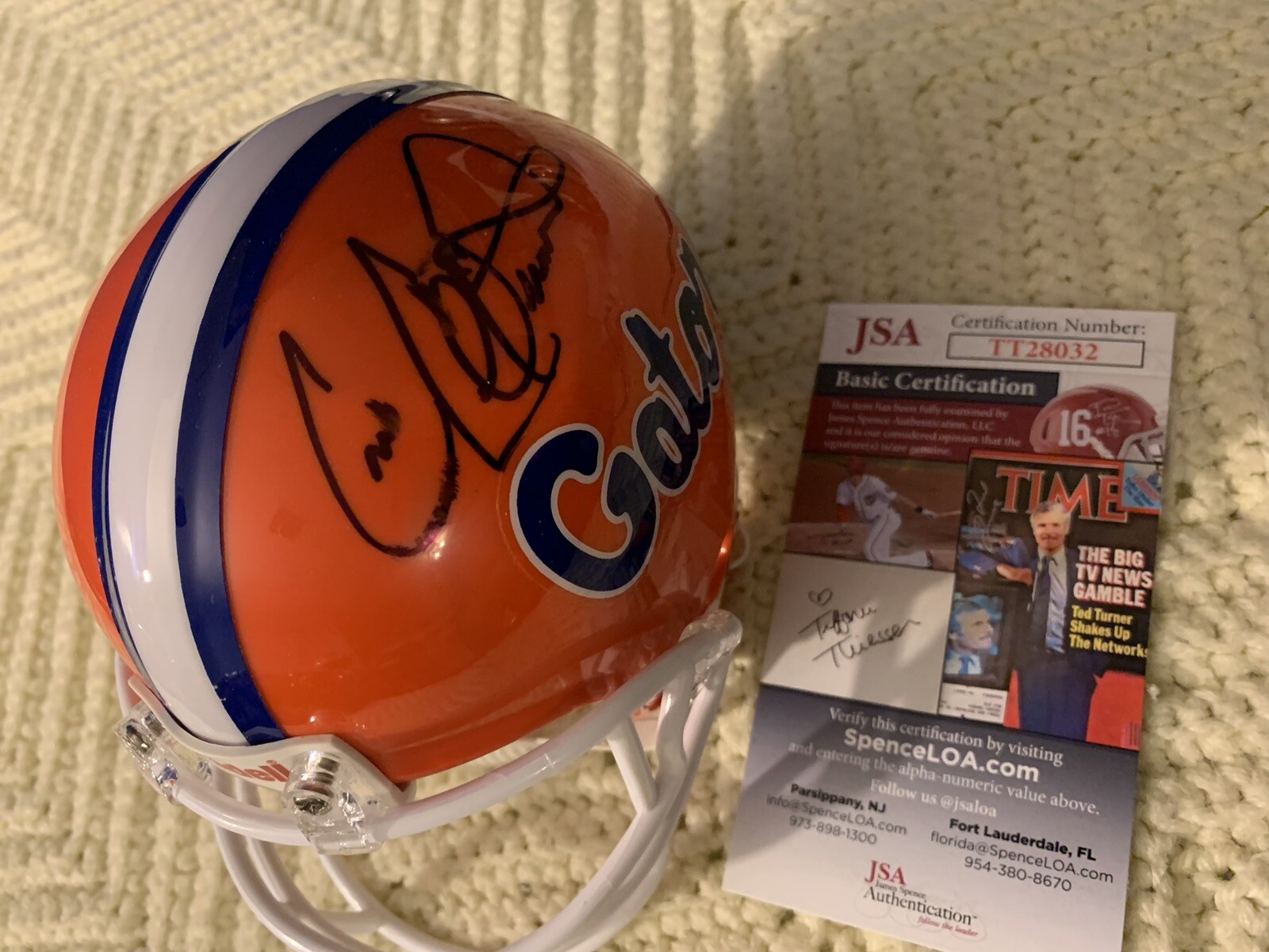 Cris Collinsworth Signed Florida Gators Mini Helmet JSA Authenticated COA Smear
