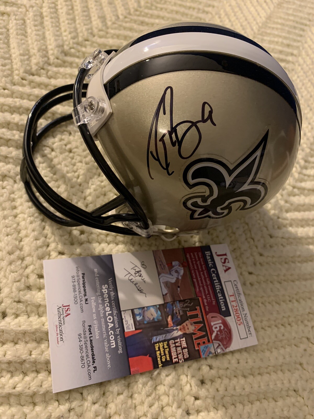 Drew Brees Signed Full Size Helmet Replica JSA Authenticated COA Autographed
