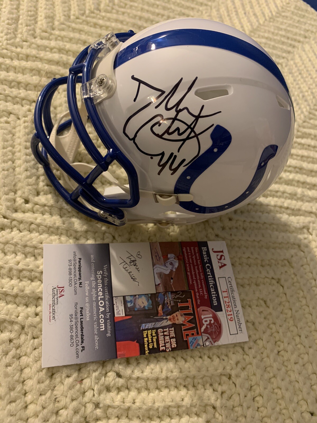 Dallas Clark Signed Indianapolis Colts Mini Helmet JSA Authentication COA

