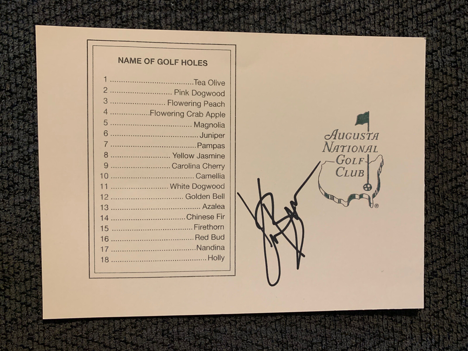 Lane Brown Signed Masters Scorecard Autographed PGA Golf Country Music Star
