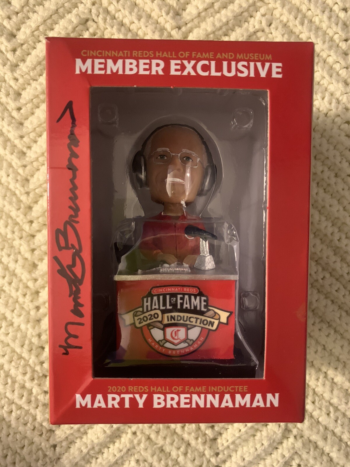 CINCINNATI REDS Marty Brennaman Signed BOBBLEHEAD Hall Of Fame Autographed 2020

