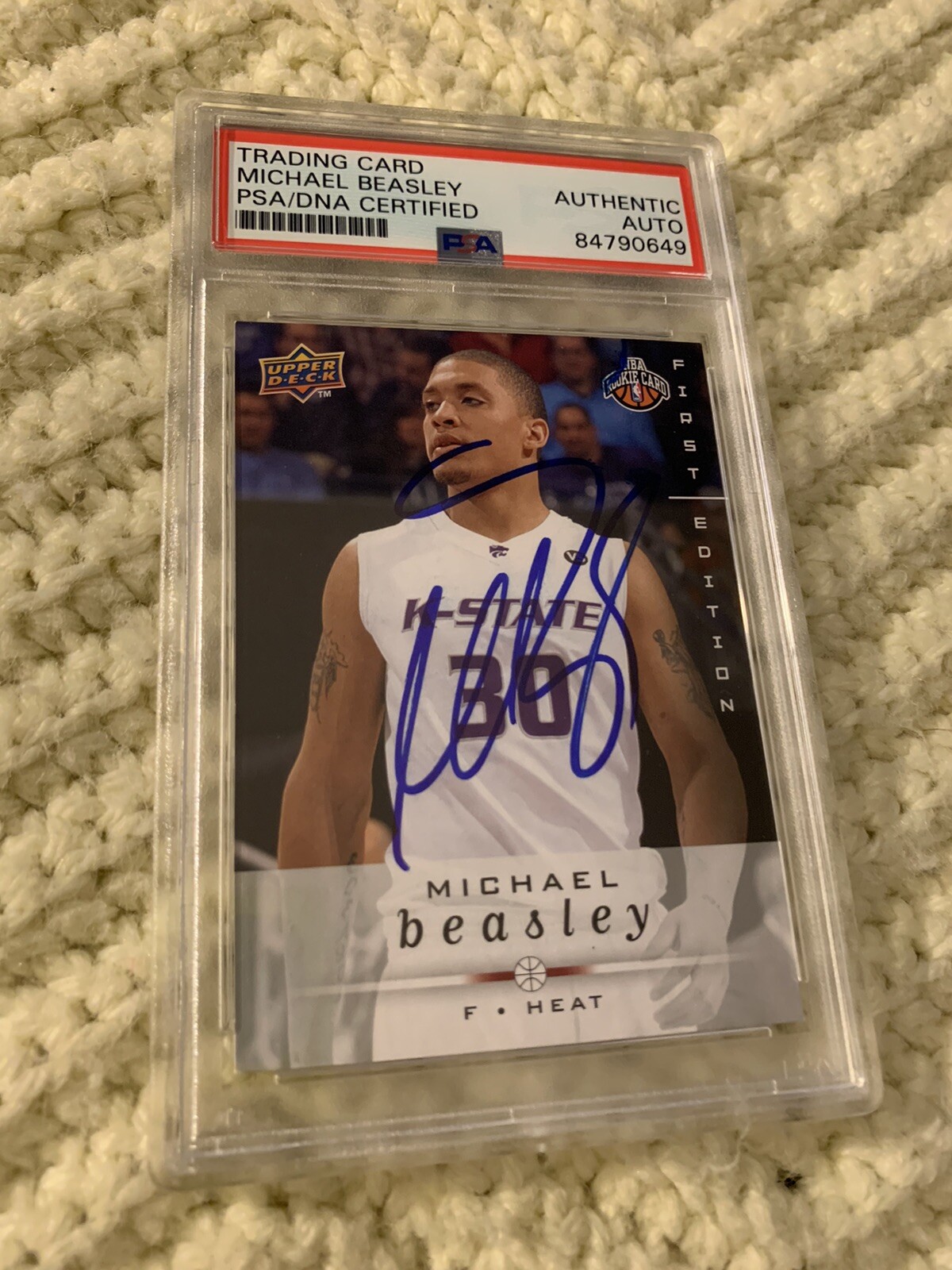 Michael Beasley Signed 2004-05 UD 1st Edition Card #l260 PSA /DNA COA RC Rookie
