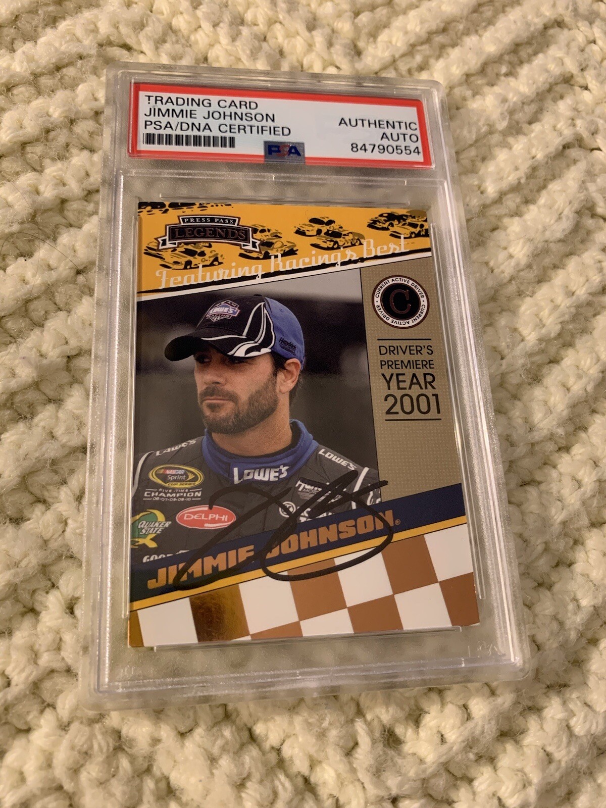Jimmie Johnson Signed 2011 Press Pass Legends Card #45 PSA /DNA Slab COA

