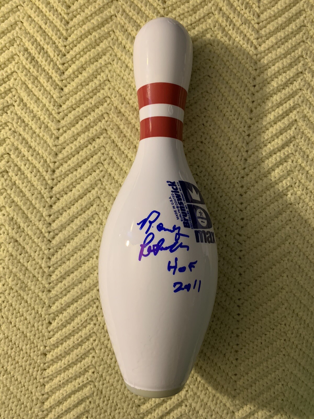 Randy Pedersen Brunswick PBA Signed Unused Bowling Pin Autographed Unique
