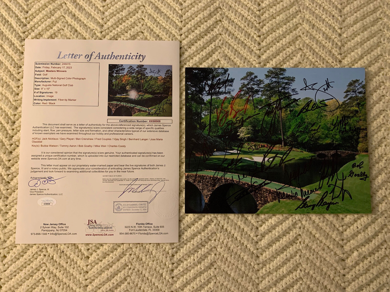 18 MASTERS WINNERS SIGNED 8 X 10 PHOTO JSA AUTHENTICATED LOA COA JACK NICKLAUS + COLLECTIBLE MEMORABILIA