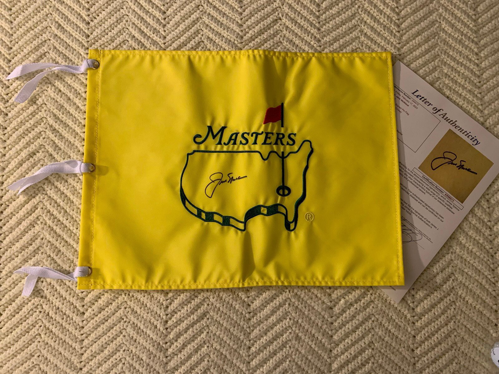 Jack Nicklaus SIGNED Undated Masters Golf Flag Augusta JSA Authenticated LOA COA
