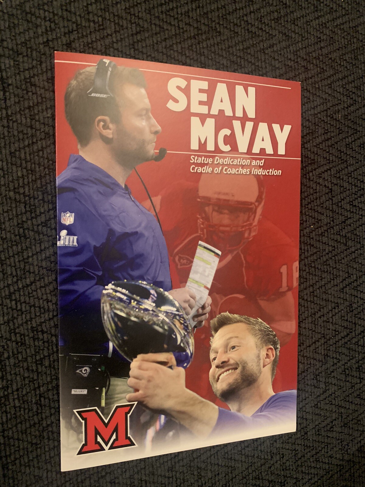 Sean McVay Statue Unveiling Program Miami Ohio Redhawks 2023 Cradle of Coaches
