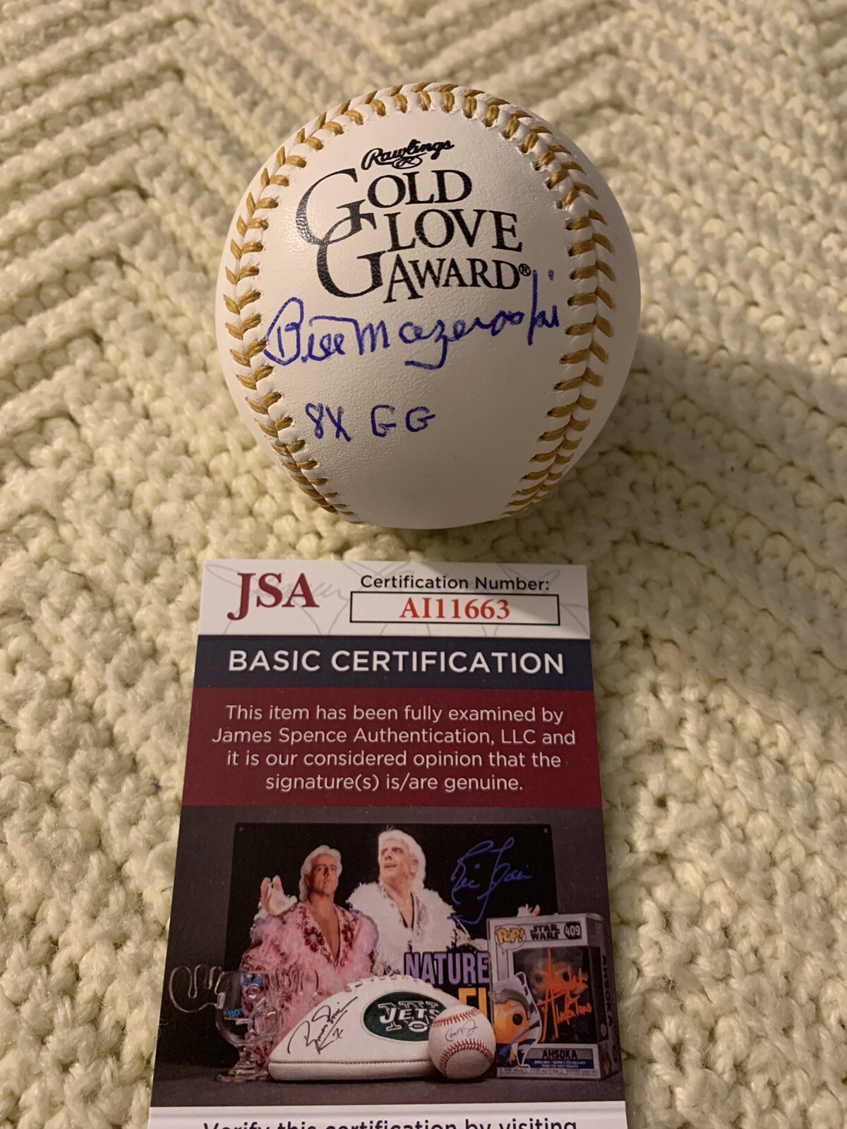 Bill Mazeroski Signed Gold Glove Baseball Authentic ROMLB JSA Authenticated COA
