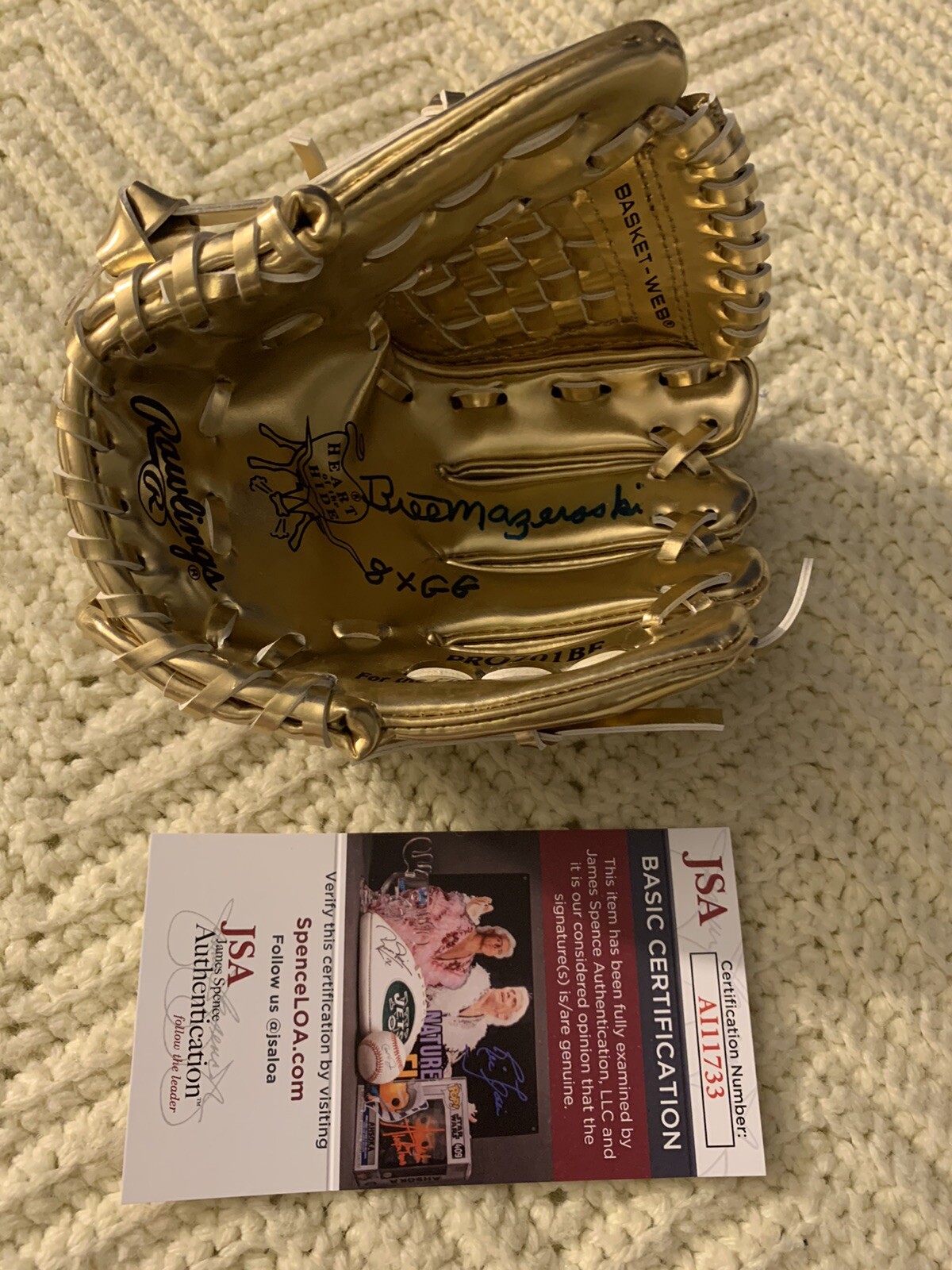 Bill Mazeroski Signed Mini Rawlings Gold Glove Autograph JSA Authentication COA
