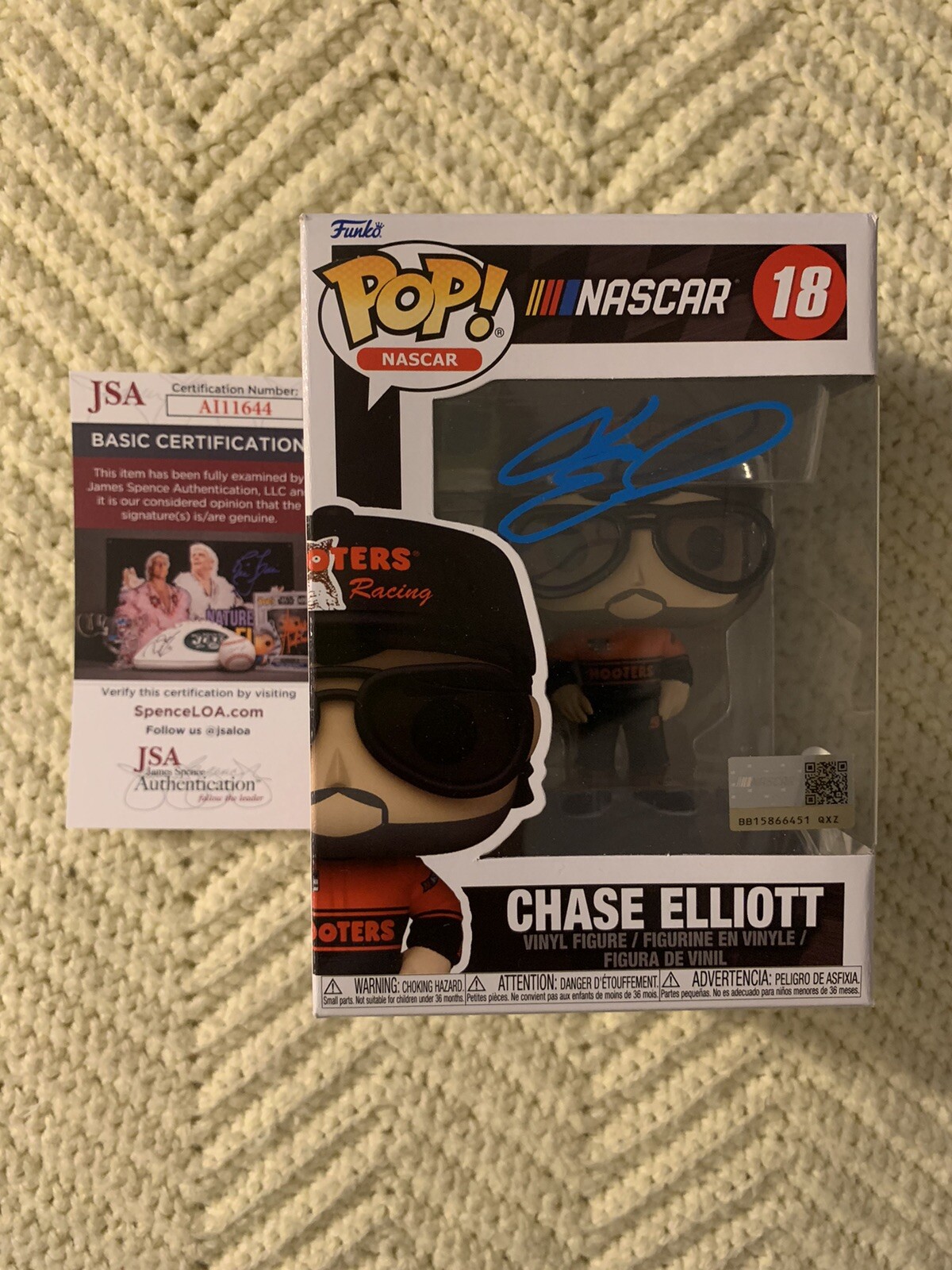Chase Elliott Signed Funko Pop 18 JSA Authentication COA Nascar Hooters
