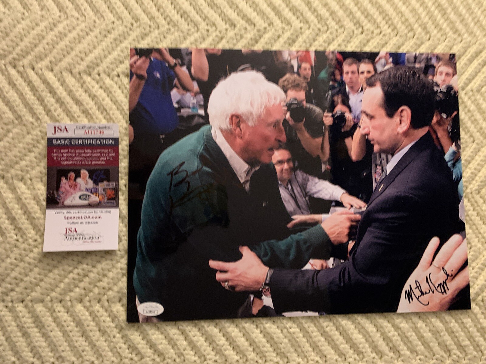 Bob Knight Mike Krzyzewski Signed 11 X 14 Photo JSA Authentication COA IU Duke
