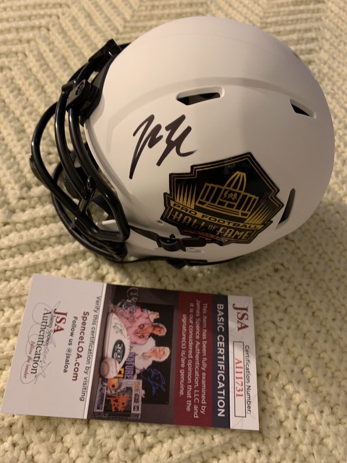 New ListingJohn Lynch Hall of Fame Signed Lunar Eclipse Mini Helmet JSA Authenticated COA
