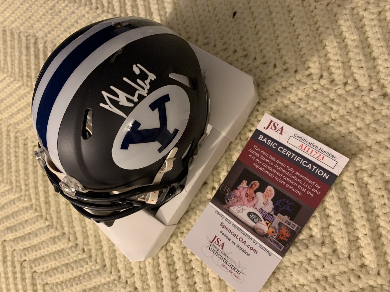 New ListingAndy Reid Signed Brigham Young Mini Helmet JSA Authentication COA BYU Chiefs
