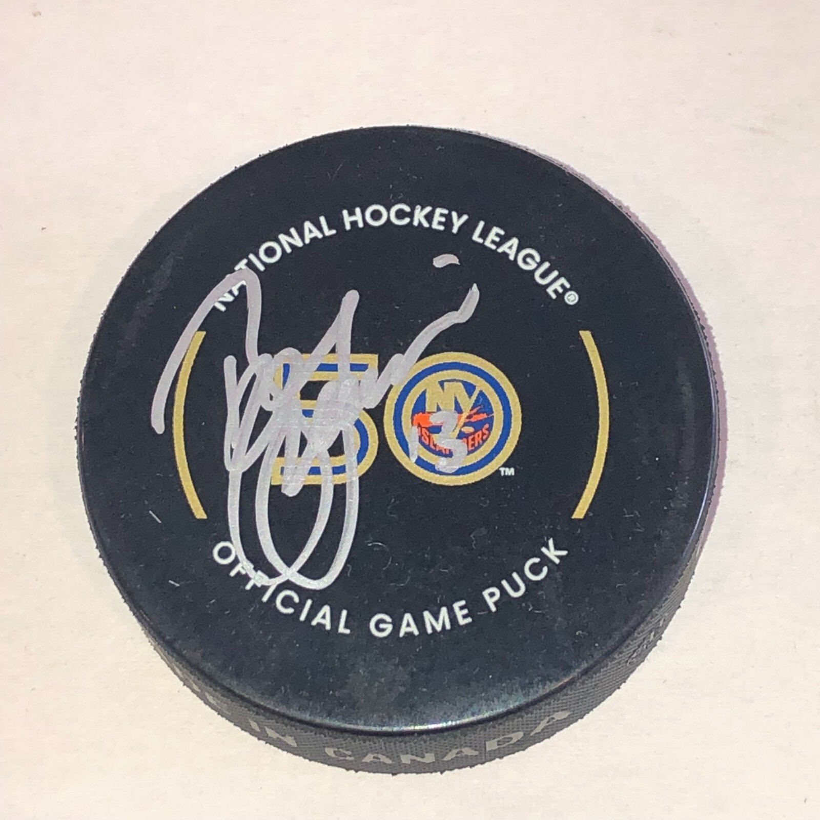 BILL GUERIN Signed NY Islanders 50th Anniv. Official GAME Puck Beckett BAS