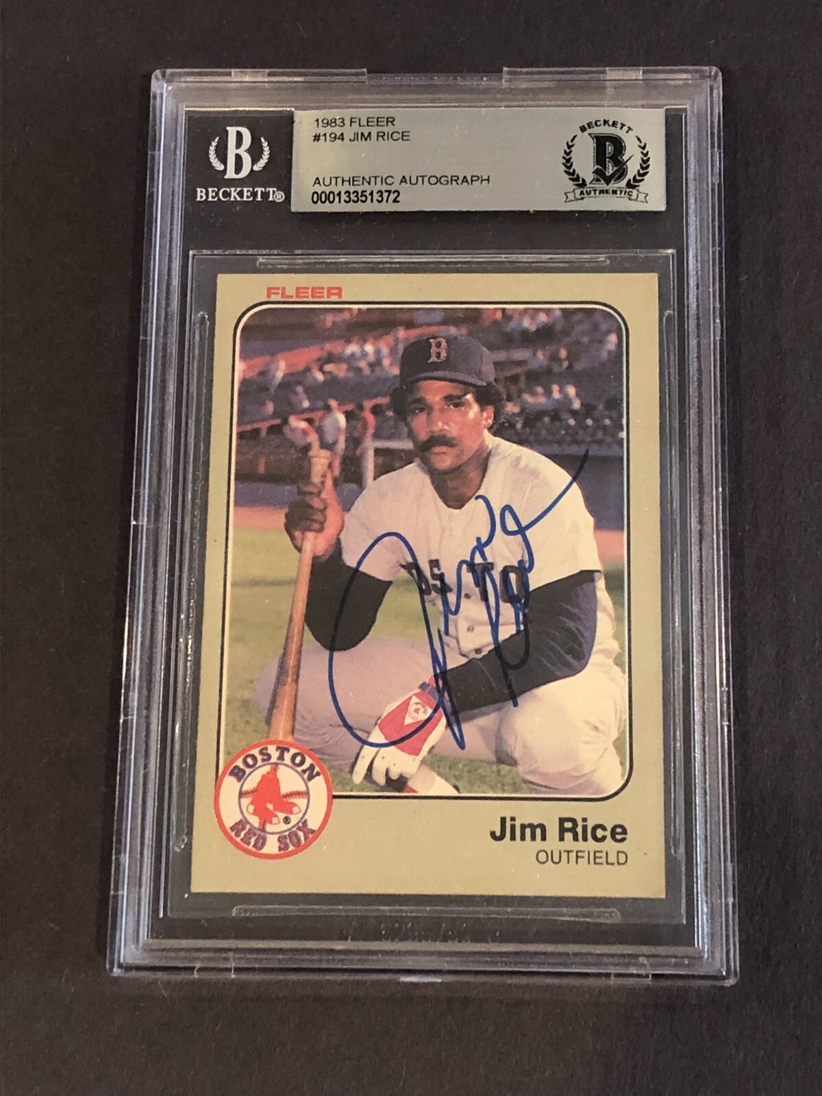 JIM RICE Signed 1983 FLEER Card #194 Beckett Authenticated BAS