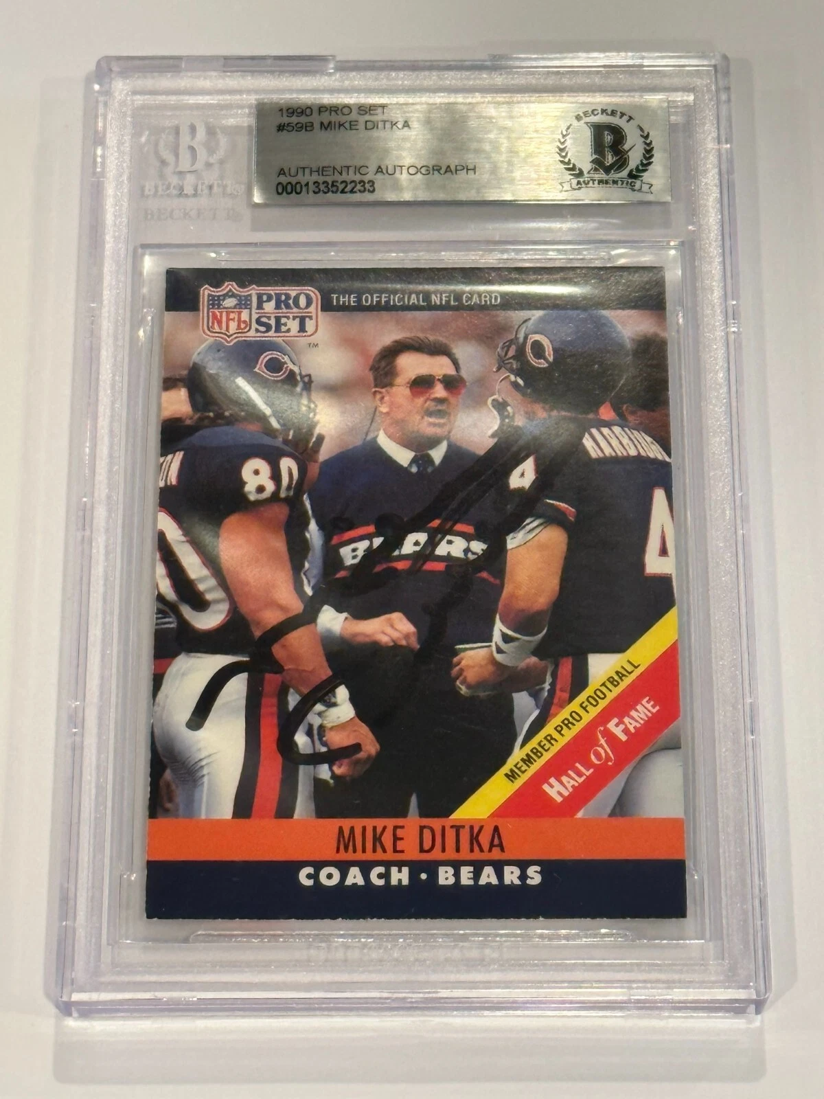 MIKE DITKA Signed 1990 PRO SET Card #59B Beckett Authenticated BAS