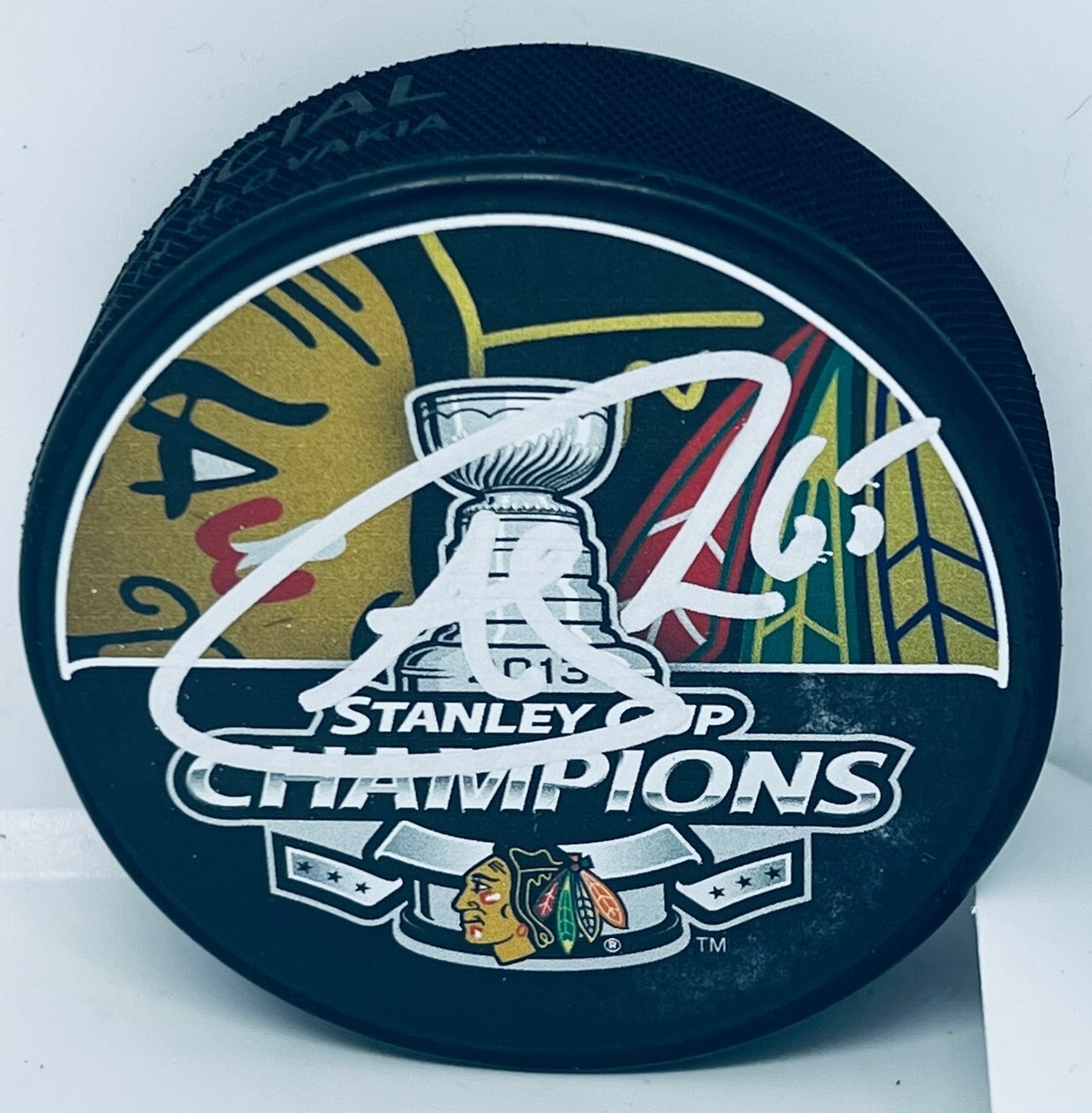 Andrew Shaw Chicago Blackhawks signed 2013 Stanley Cup Champs Puck Beckett