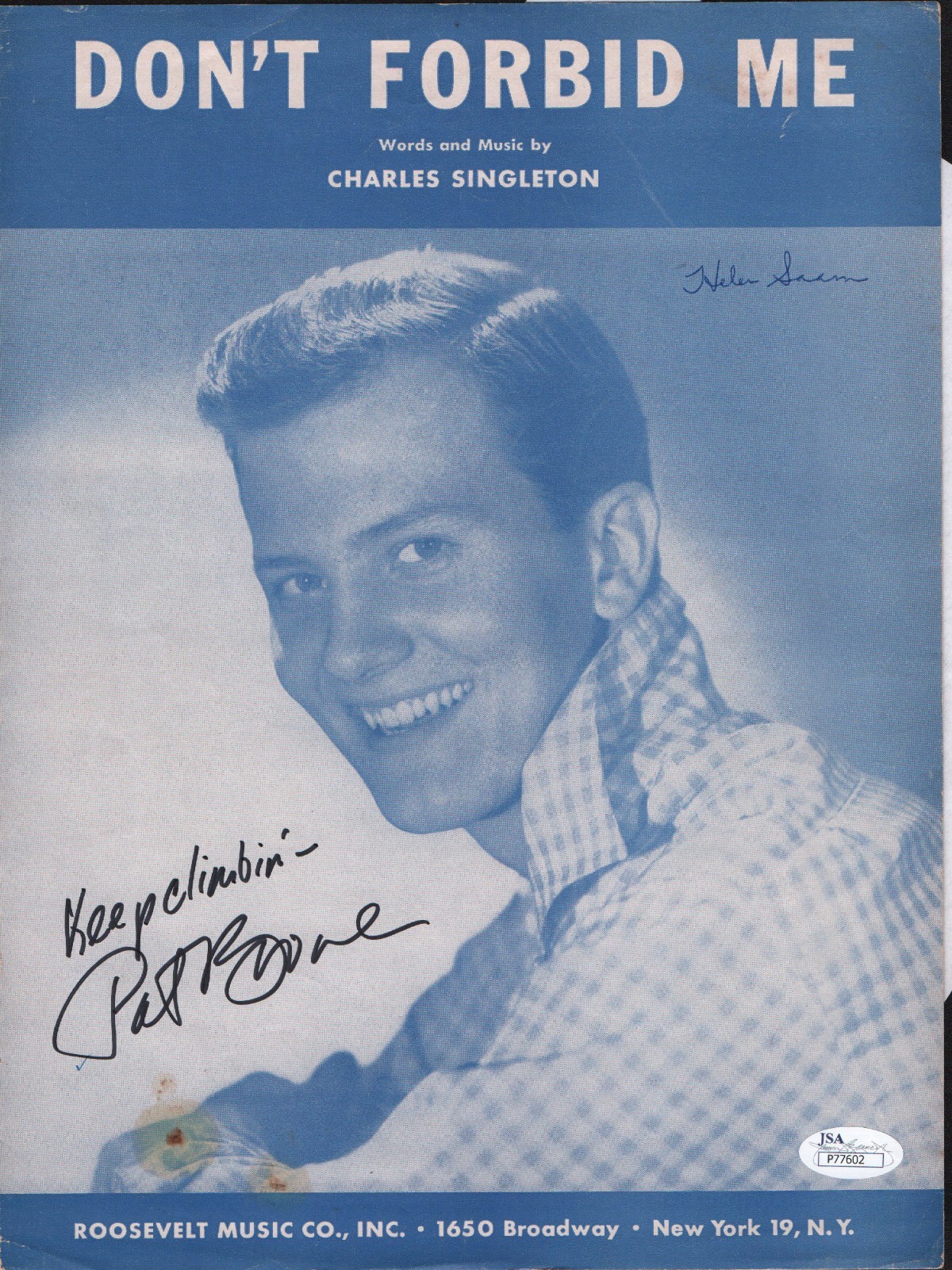 Pat Boone REAL hand SIGNED 1950's Don't Forbid Me sheet music JSA COA
