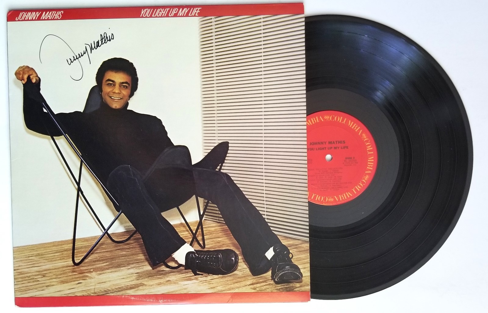 Johnny Mathis REAL hand SIGNED You Light Up My Life Vinyl COA Autographed
