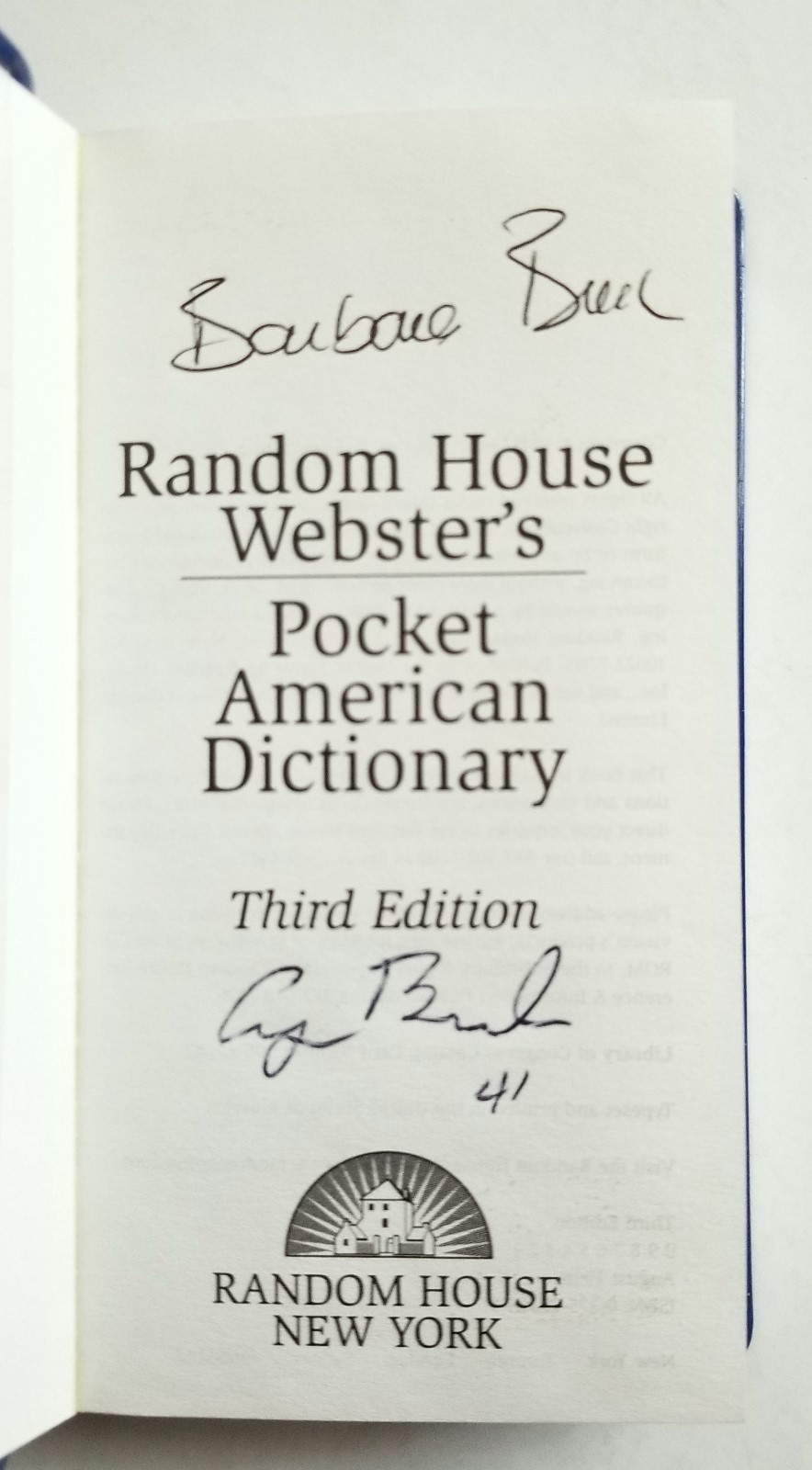 George H W & Barbara Bush SIGNED Presidential Library Pocket Dictionary JSA LOA
