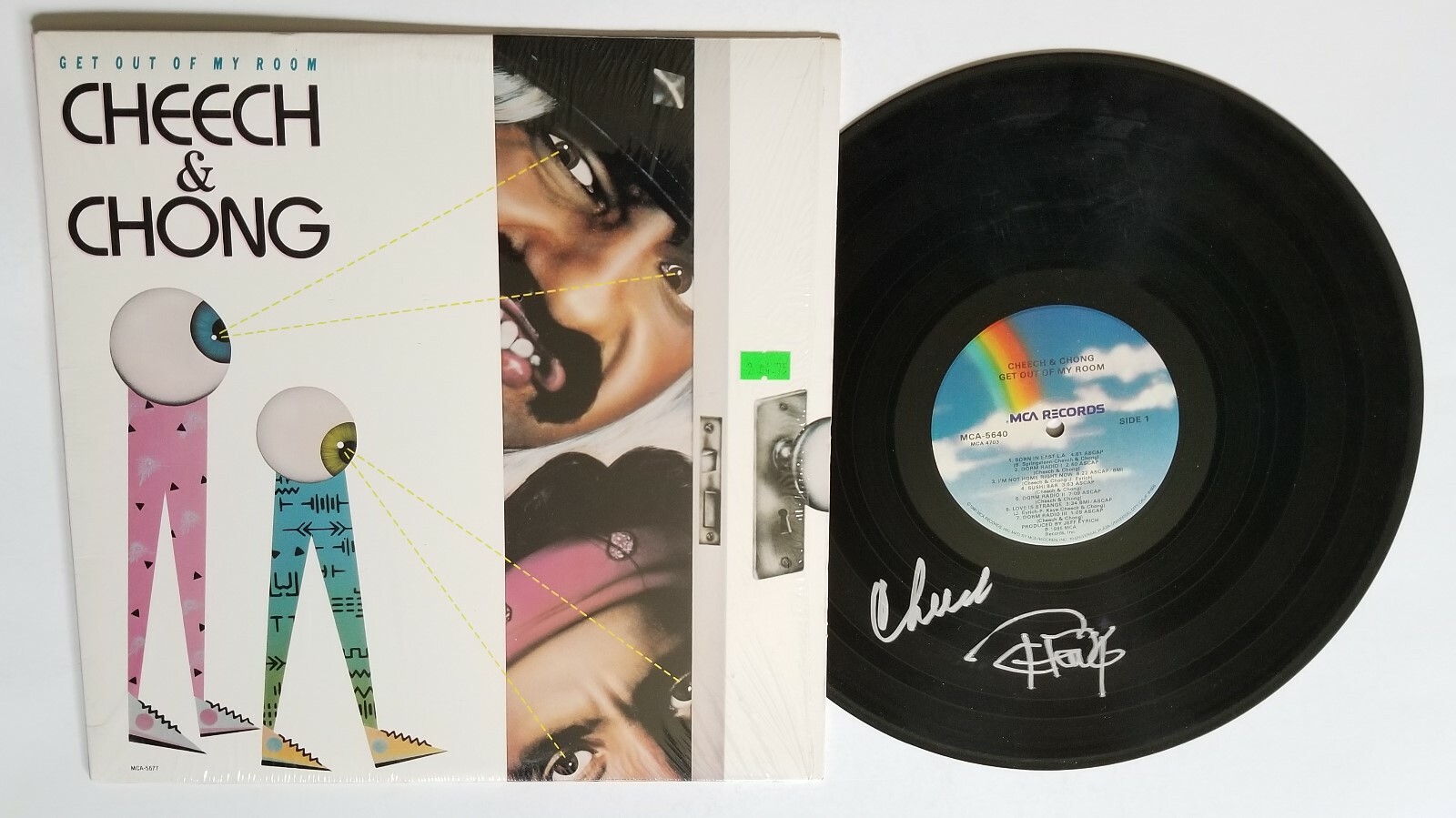 Cheech and Chong REAL hand SIGNED Get Out Of My Room vinyl COA Marin & Tommy
