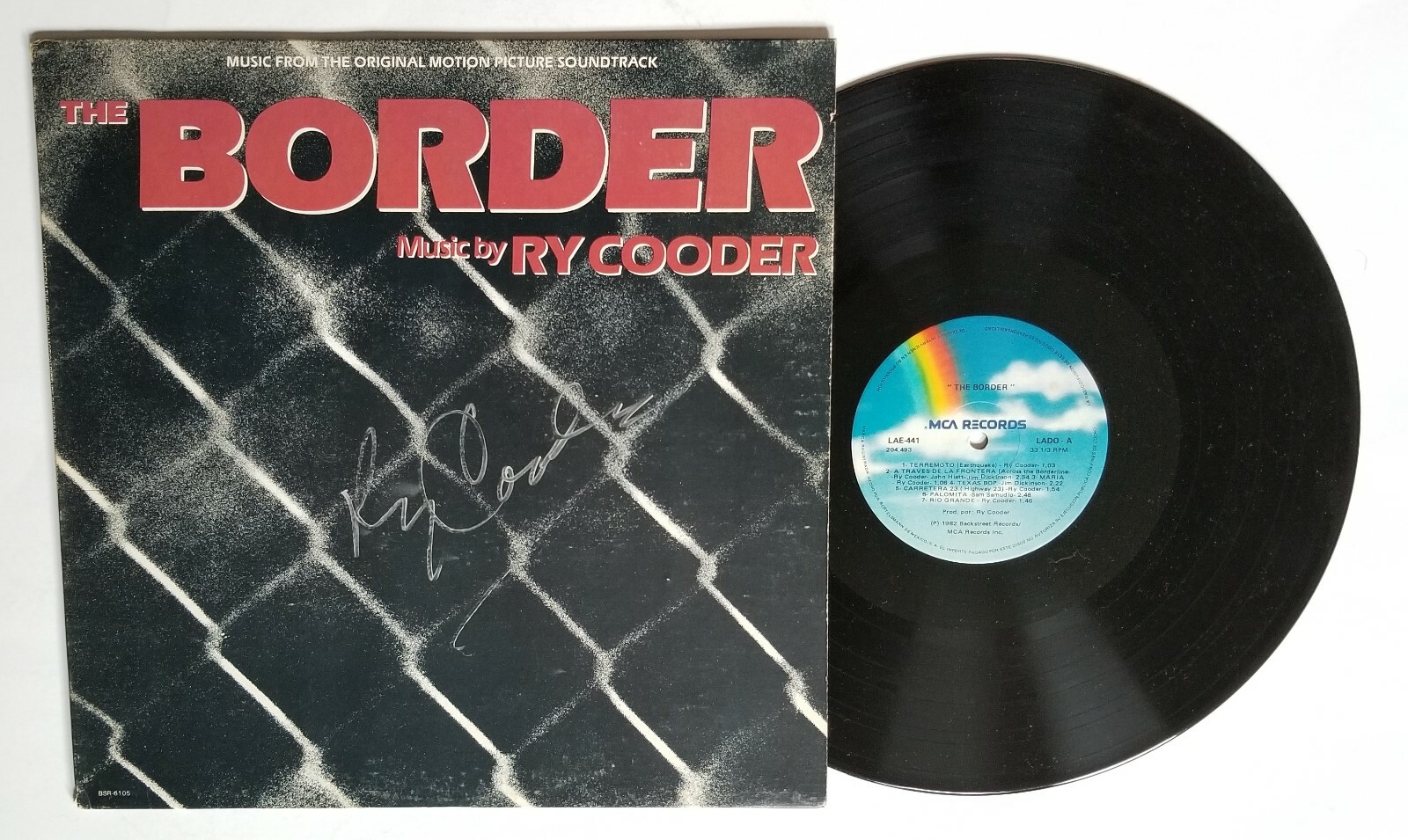 Ry Cooder REAL hand SIGNED The Border movie soundtrack vinyl COA Autographed
