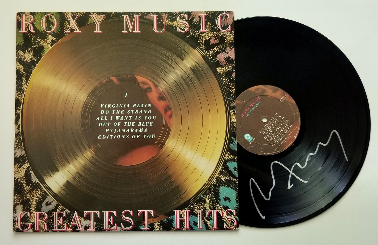 Bryan Ferry of Roxy Music REAL hand SIGNED Greatest Hits Vinyl Record COA
