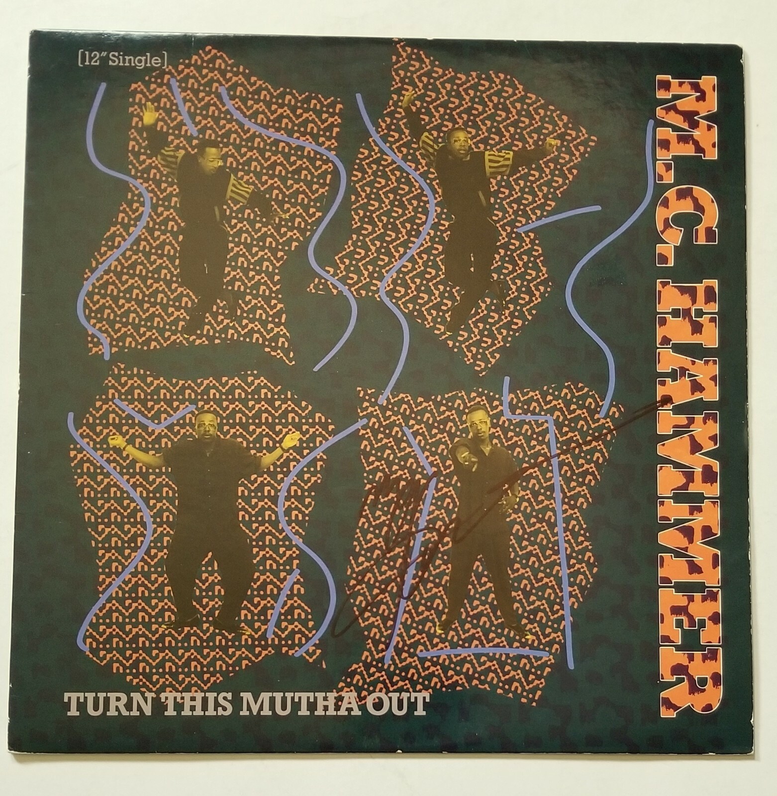 MC Hammer REAL hand SIGNED Turn This Motha Out Vinyl Cover Sleeve COA
