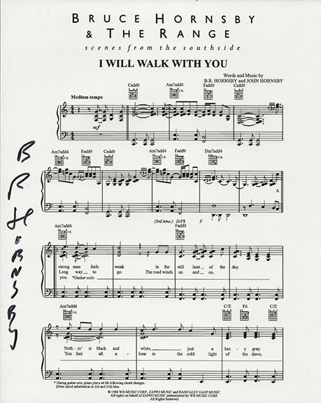 Bruce Hornsby REAL hand SIGNED I Will Walk With You Sheet Music COA Autographed
