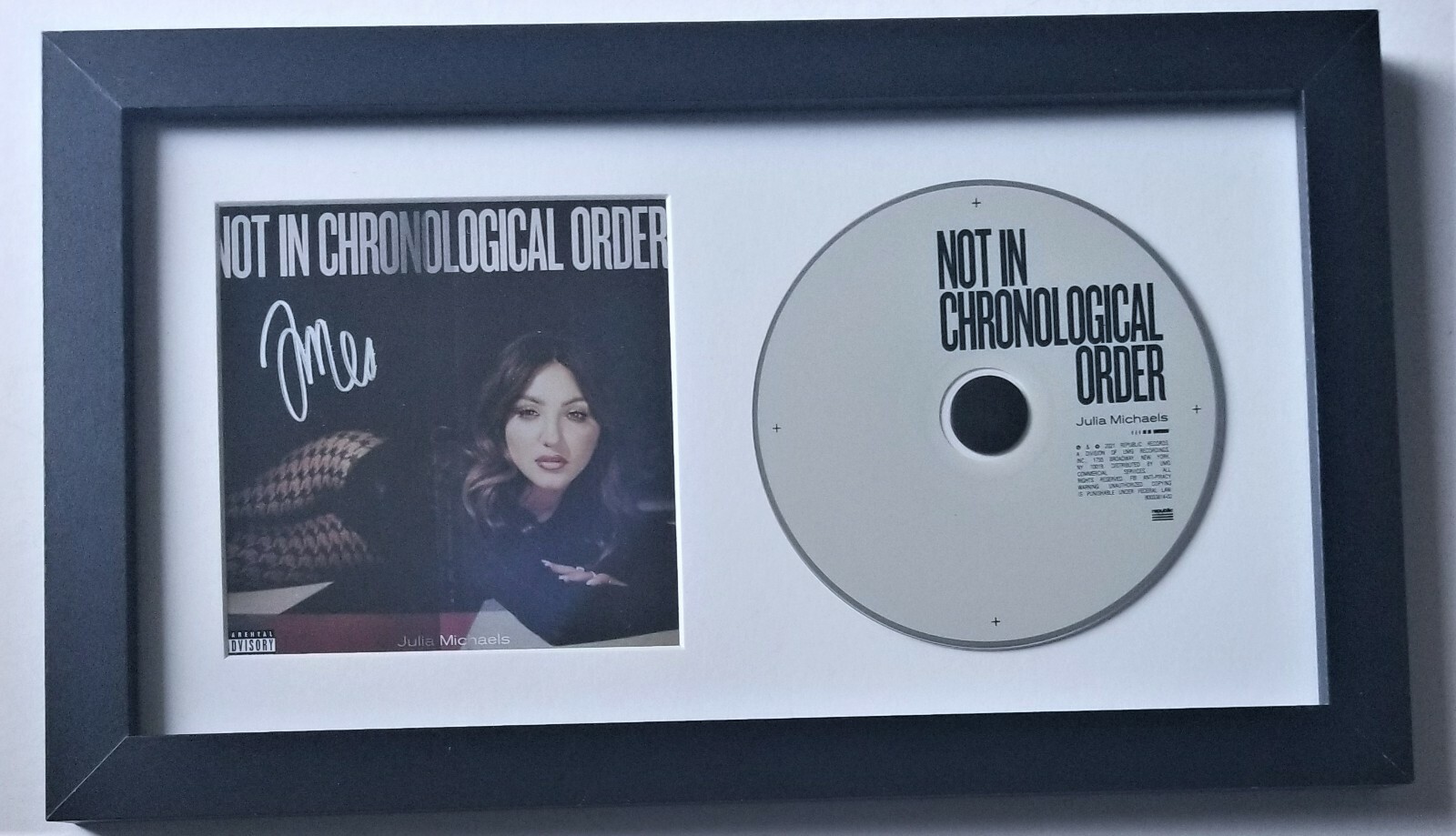 Julia Michaels REAL SIGNED Not in Chronological Order CD Framed Display #1 COA
