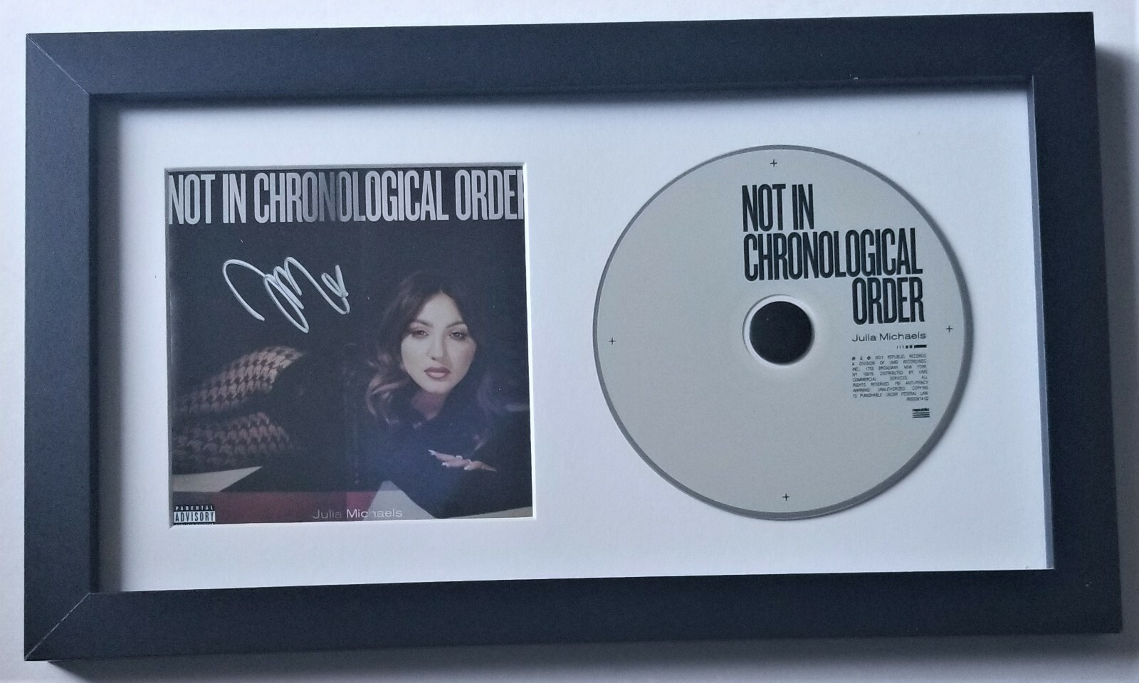Julia Michaels REAL SIGNED Not in Chronological Order CD Framed Display #3 COA
