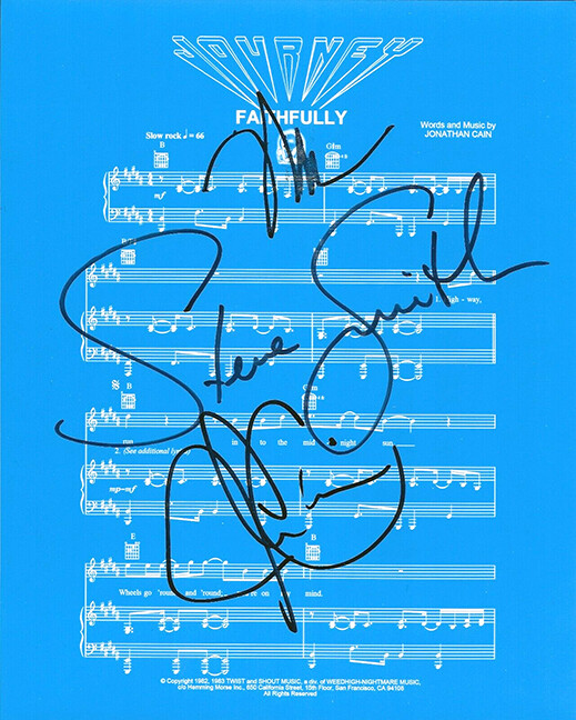 Journey REAL hand SIGNED Faithfully Sheet Music COA Neal Steve Jonathan
