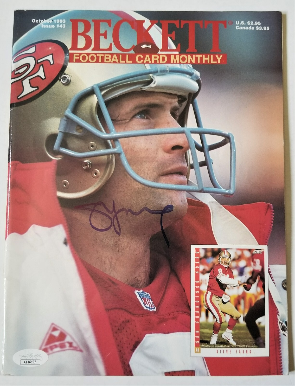 Steve Young SIGNED Oct 1993 Beckett Magazine JSA COA Autographed NFL Football
