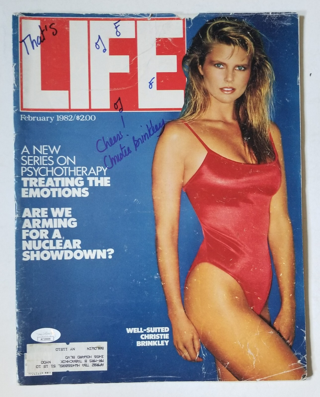 Christie Brinkley model REAL SIGNED Feb 1982 Life Magazine Full Copy JSA COA
